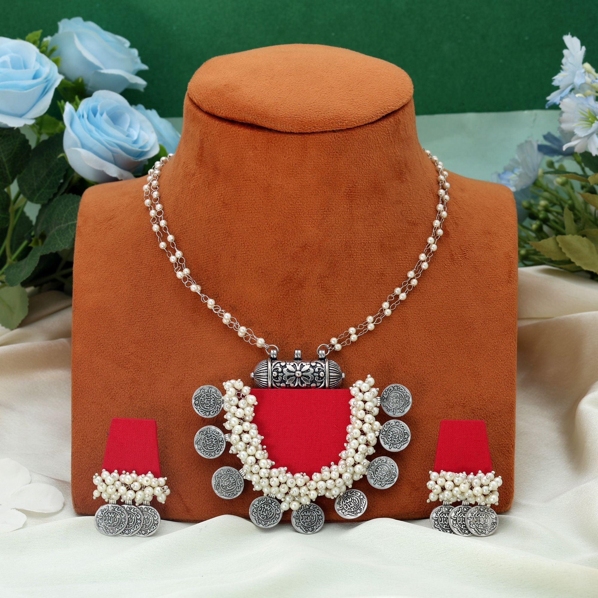 Red Color Handcraft Necklace Set Royal Traditional Bridal Wear Statement Jewelry Design