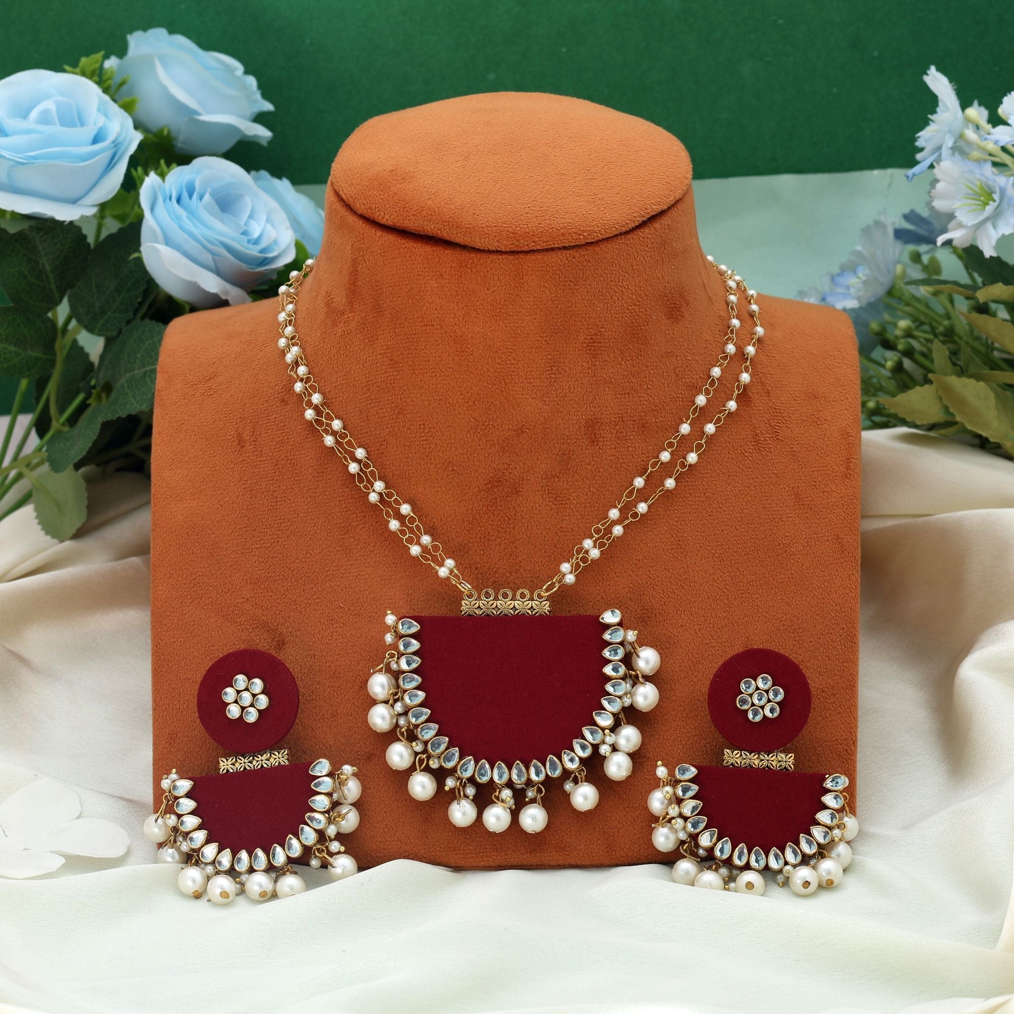 Maroon Color Handcraft Necklace Set Classic Ethnic Wedding Statement Jewelry Collection Design