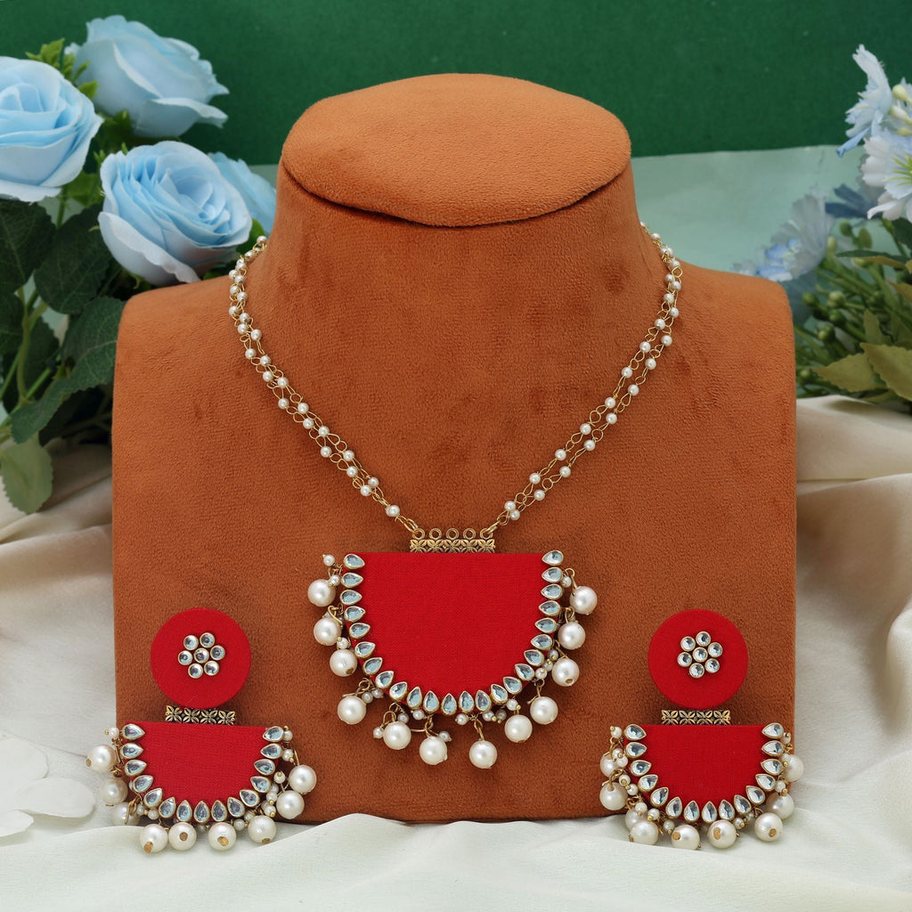 Red Color Handcraft Necklace Set Elegant Designer Traditional Festive Jewelry Collection