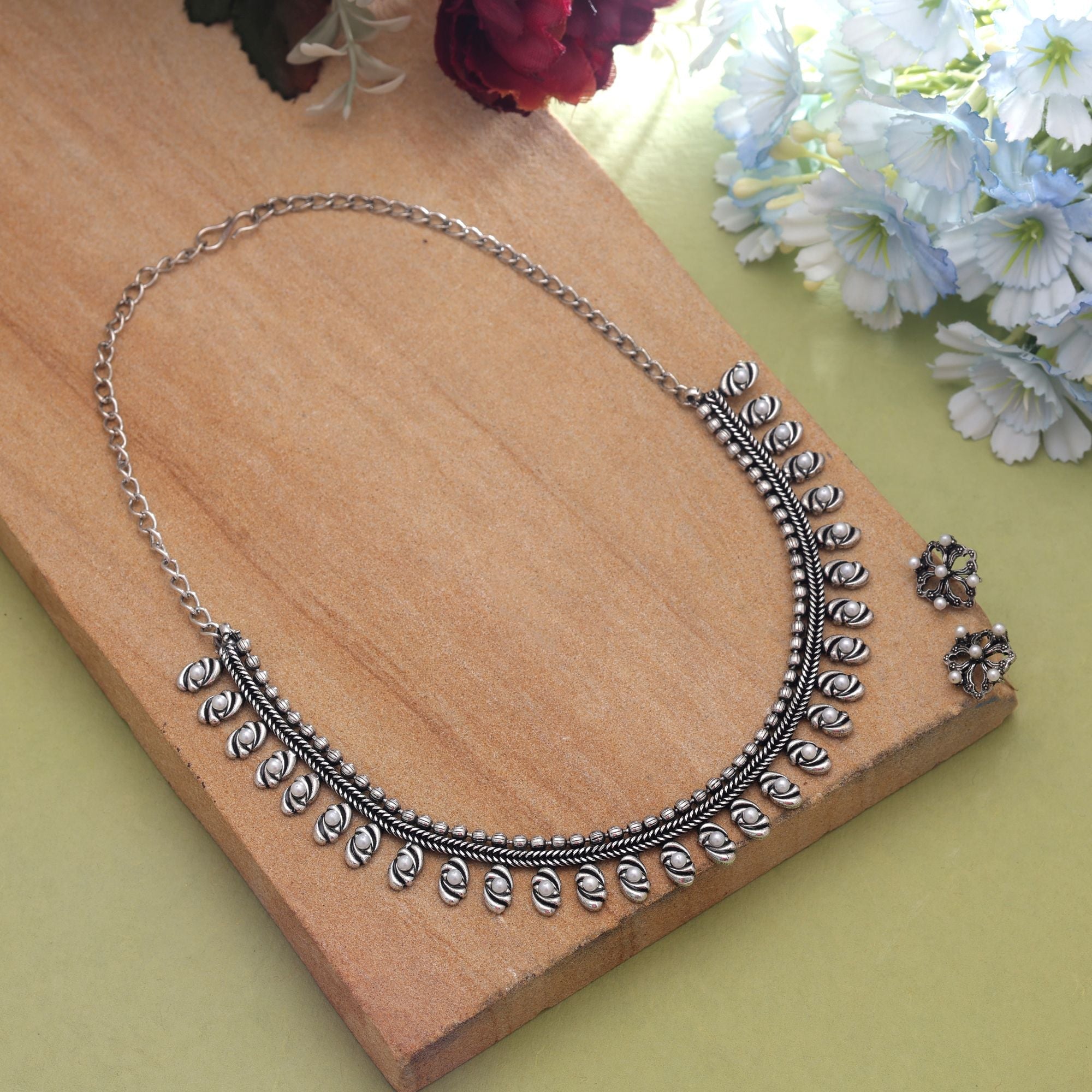 Silver Oxidised Necklace Set – Vintage Traditional Style