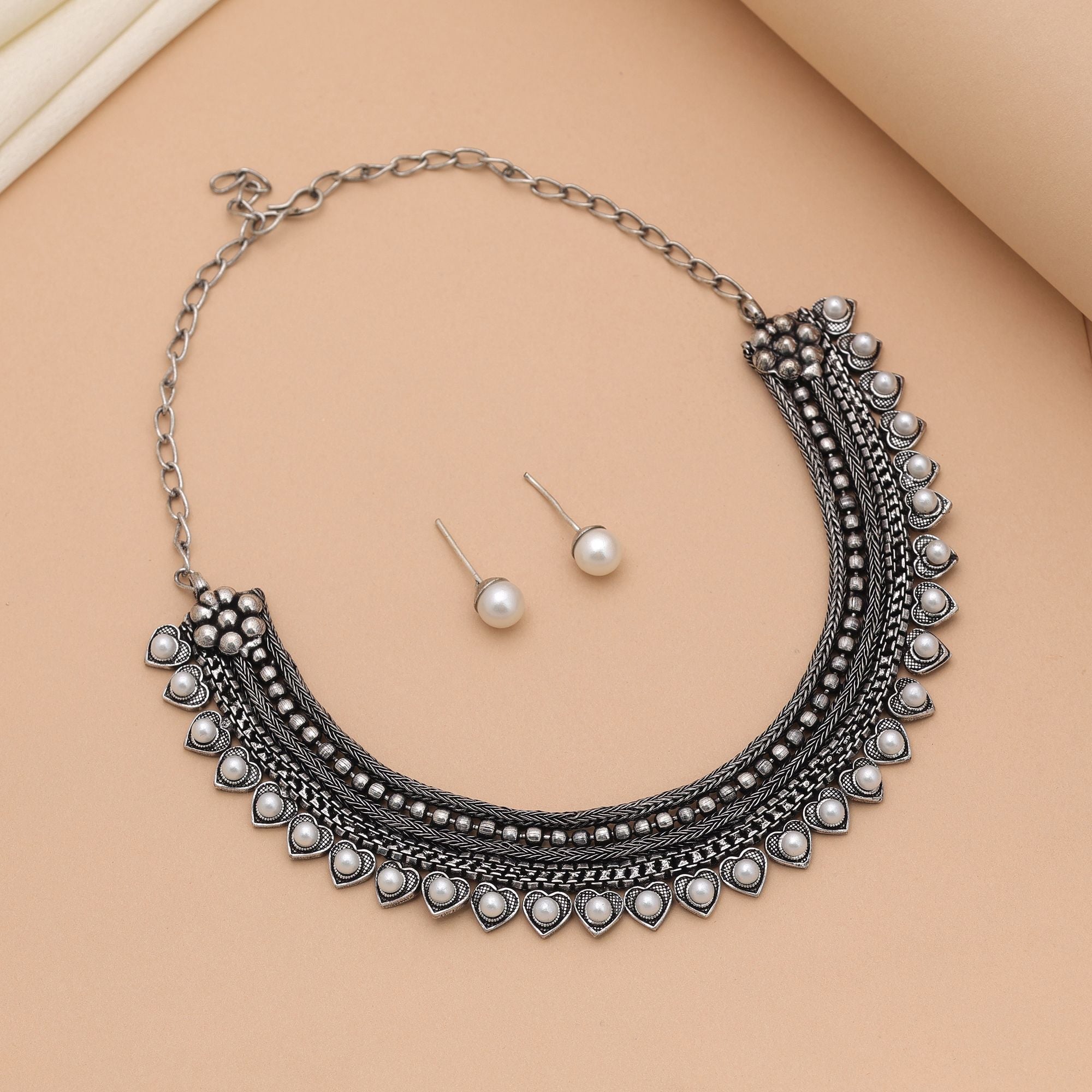 Silver Oxidised Necklace Set – Festive Occasion Wear