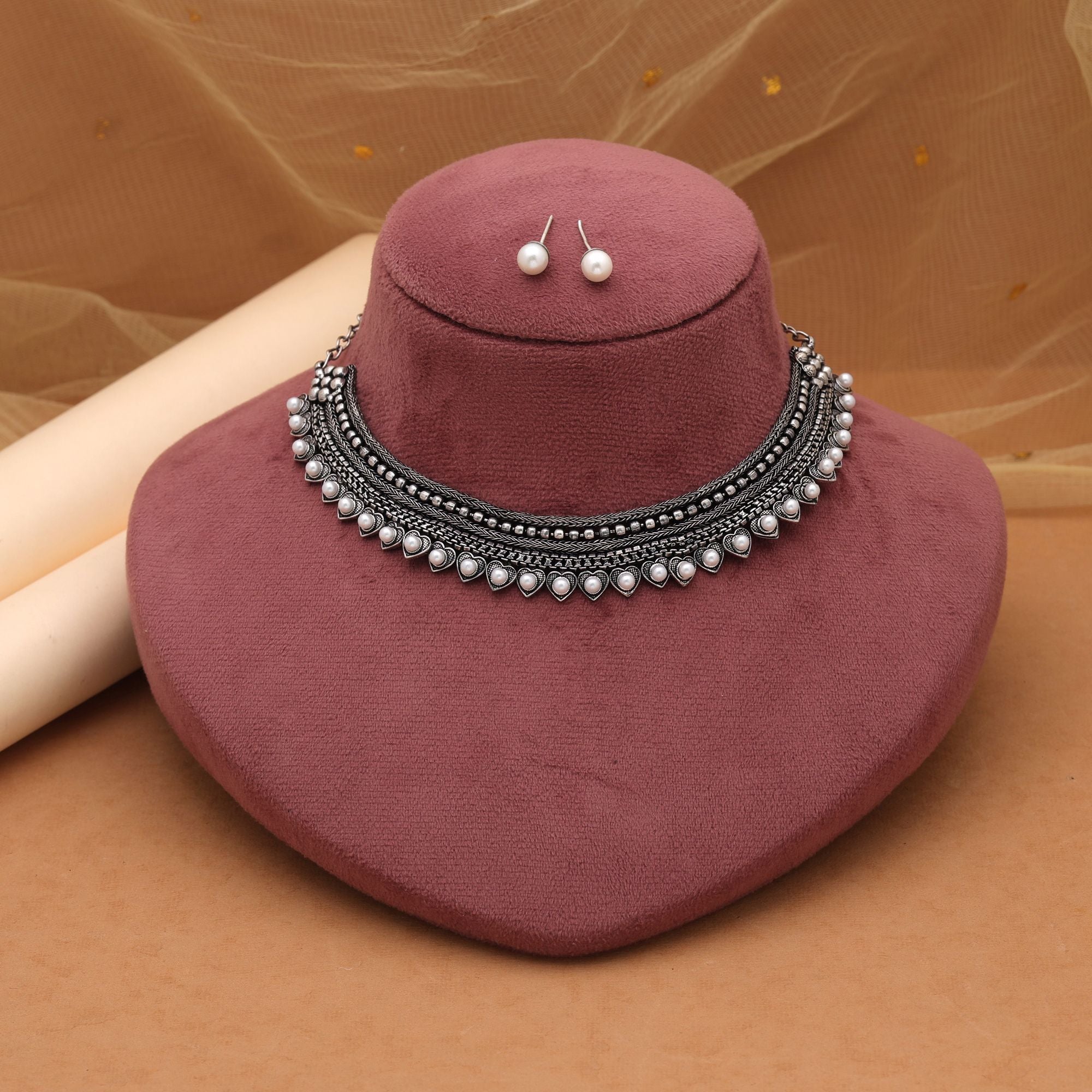 Silver Oxidised Necklace Set – Festive Occasion Wear