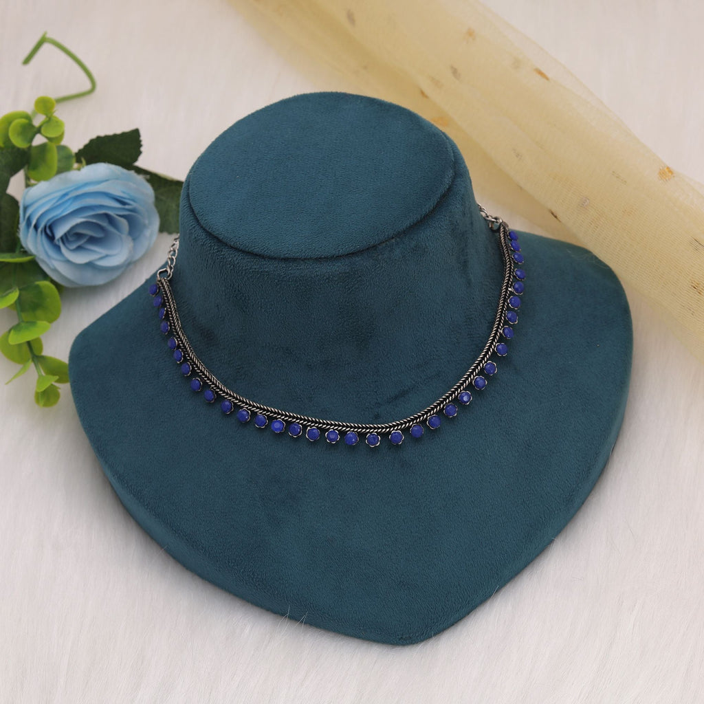 Blue Oxidised Necklace – Traditional Designer Finish