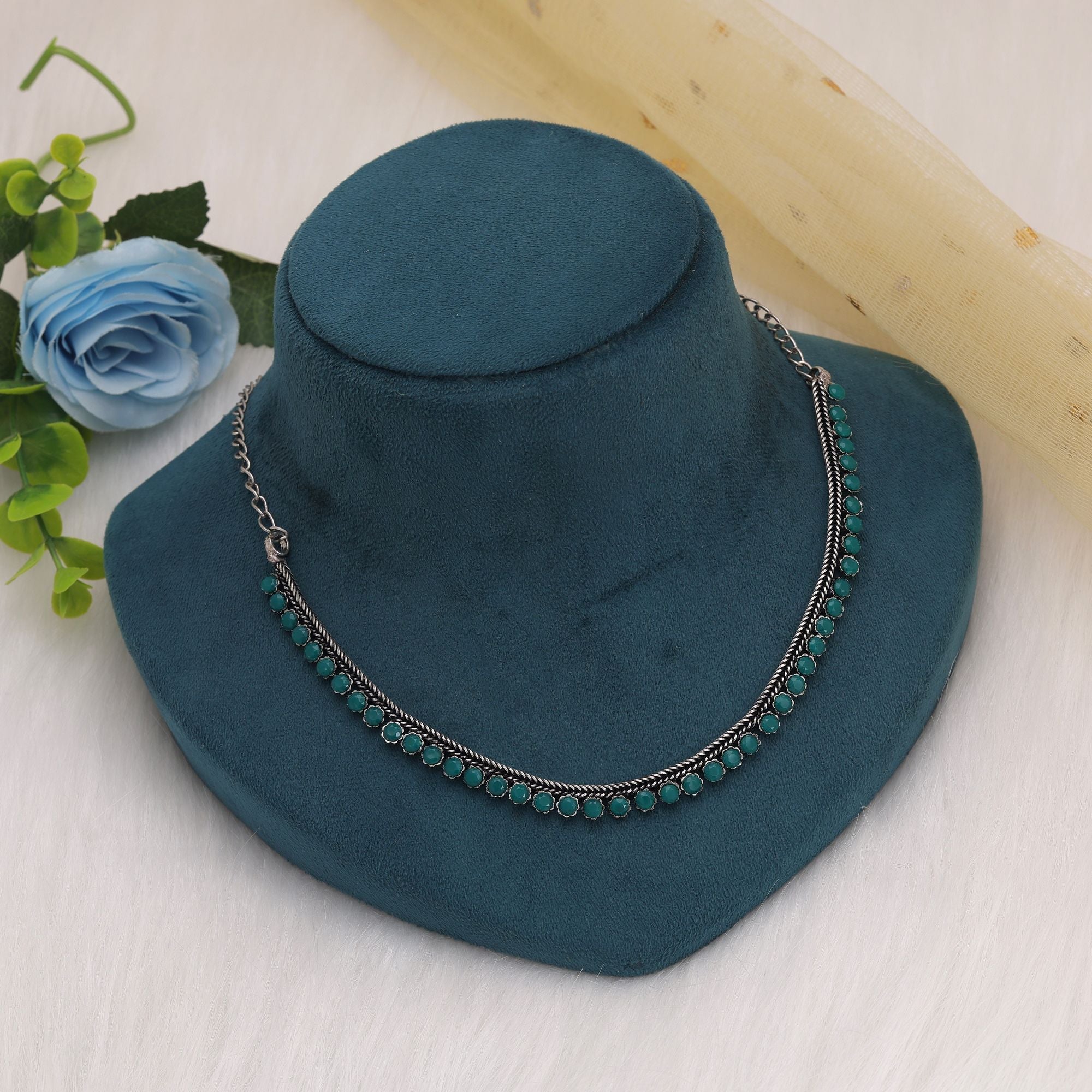 Green Oxidised Necklace – Handmade Traditional Appeal