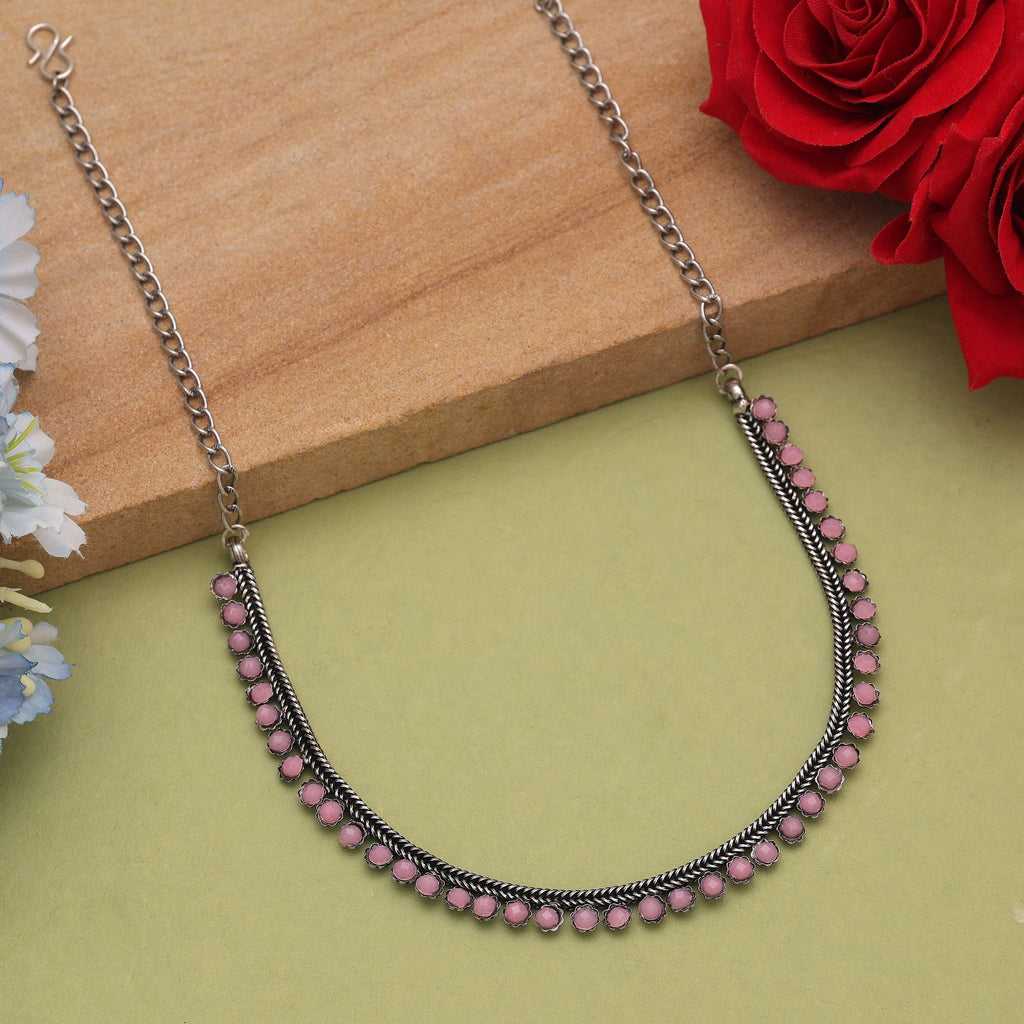 Light Pink Oxidised Necklace – Festive Styling