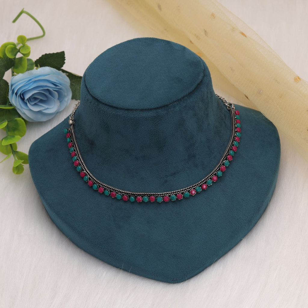 Rani & Green Oxidised Necklace Set – Ethnic Statement