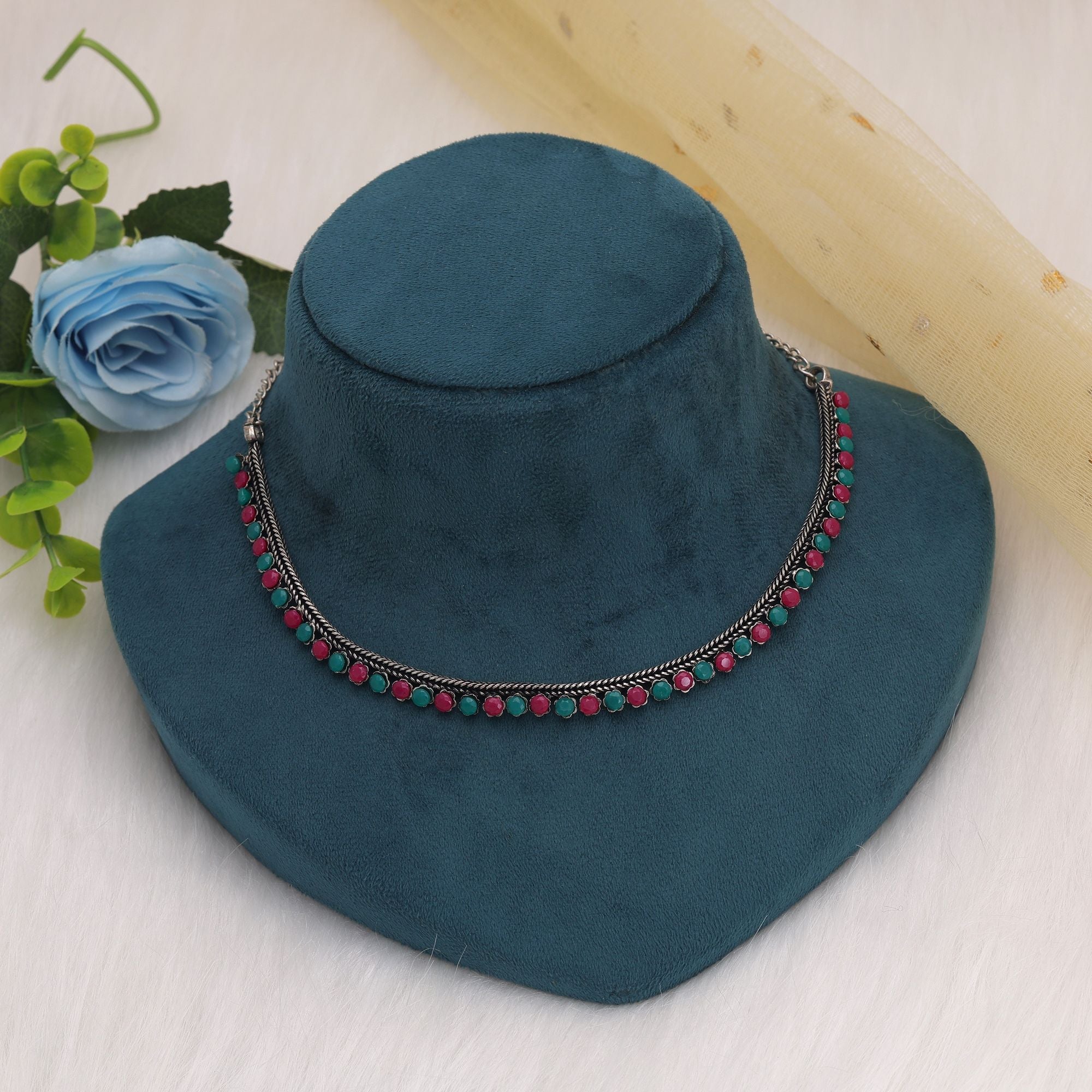 Rani & Green Oxidised Necklace Set – Ethnic Statement