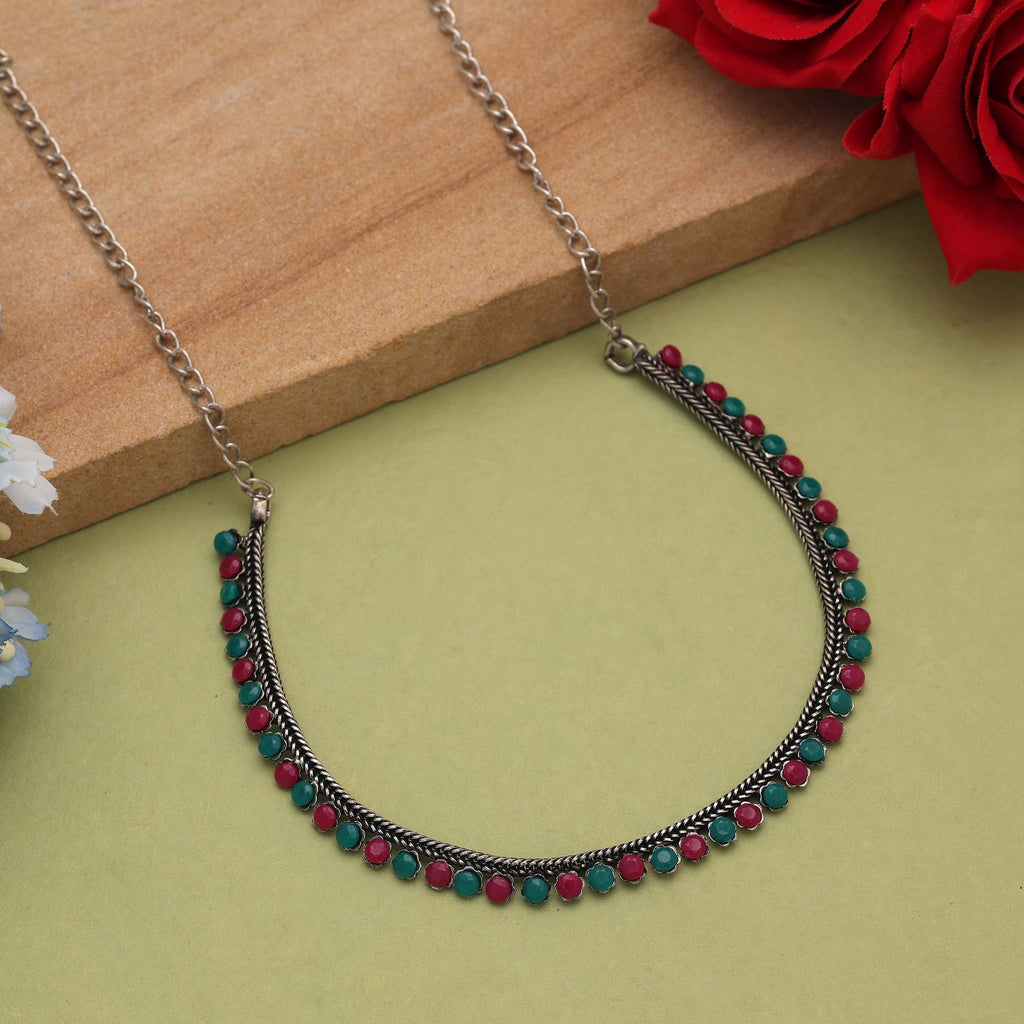 Rani & Green Oxidised Necklace Set – Ethnic Statement