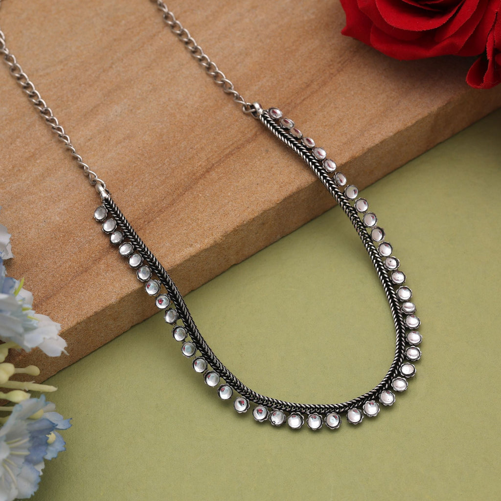 White Oxidised Necklace – Ethnic Jewellery Pattern