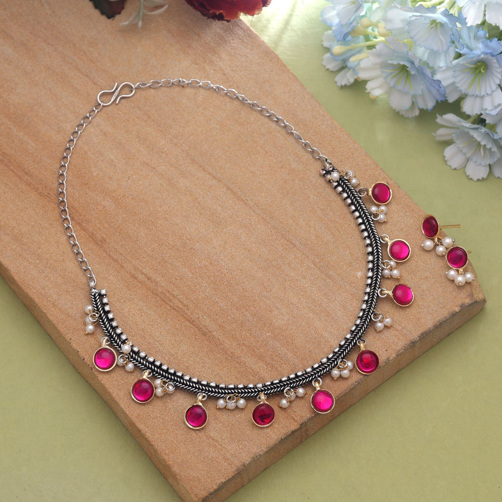 Rani Dual Tone Oxidised Necklace Set – Festive Look