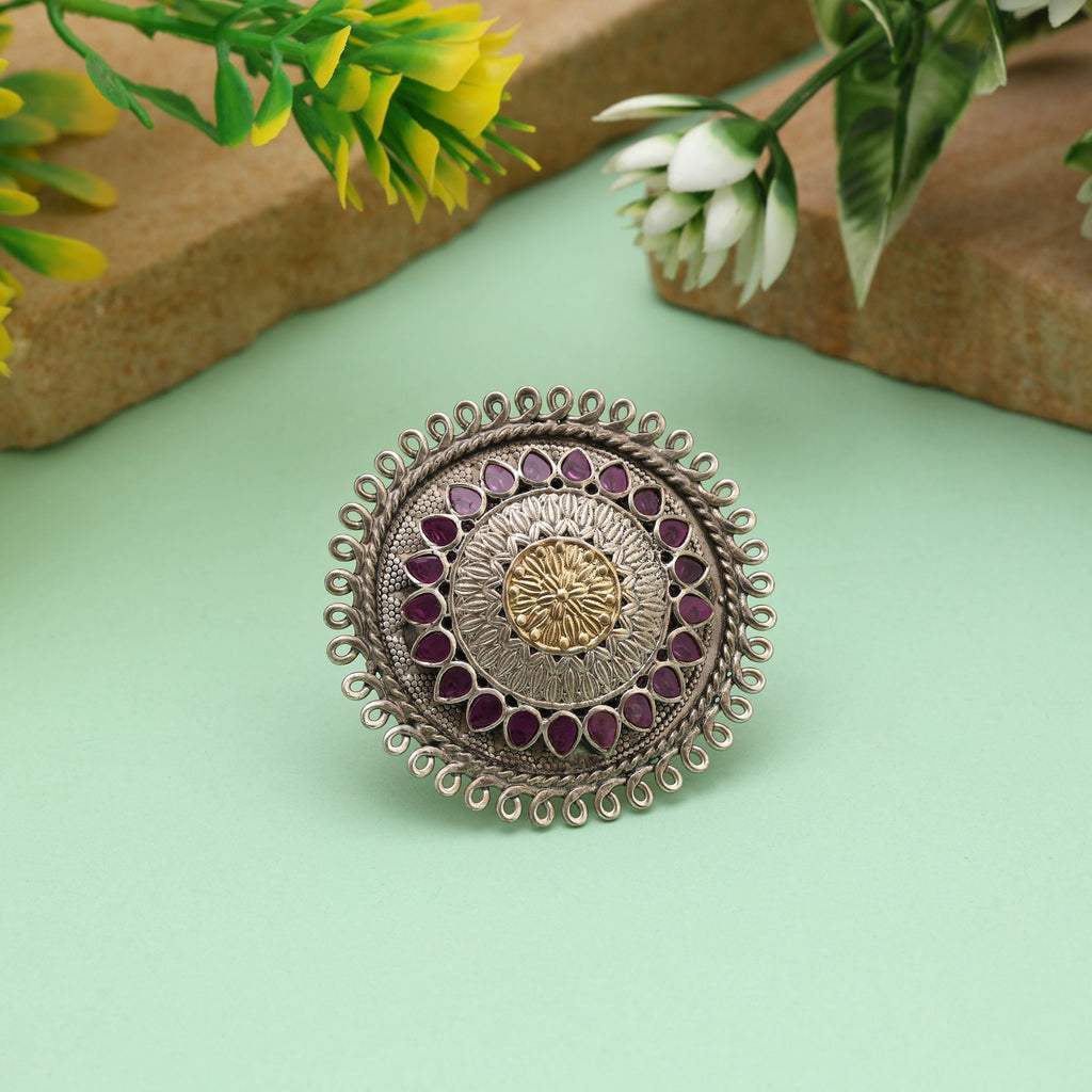 Rani Color Dual Tone Oxidised Rings Created With Bold Color Tones And Handcrafted Oxidised Finishing