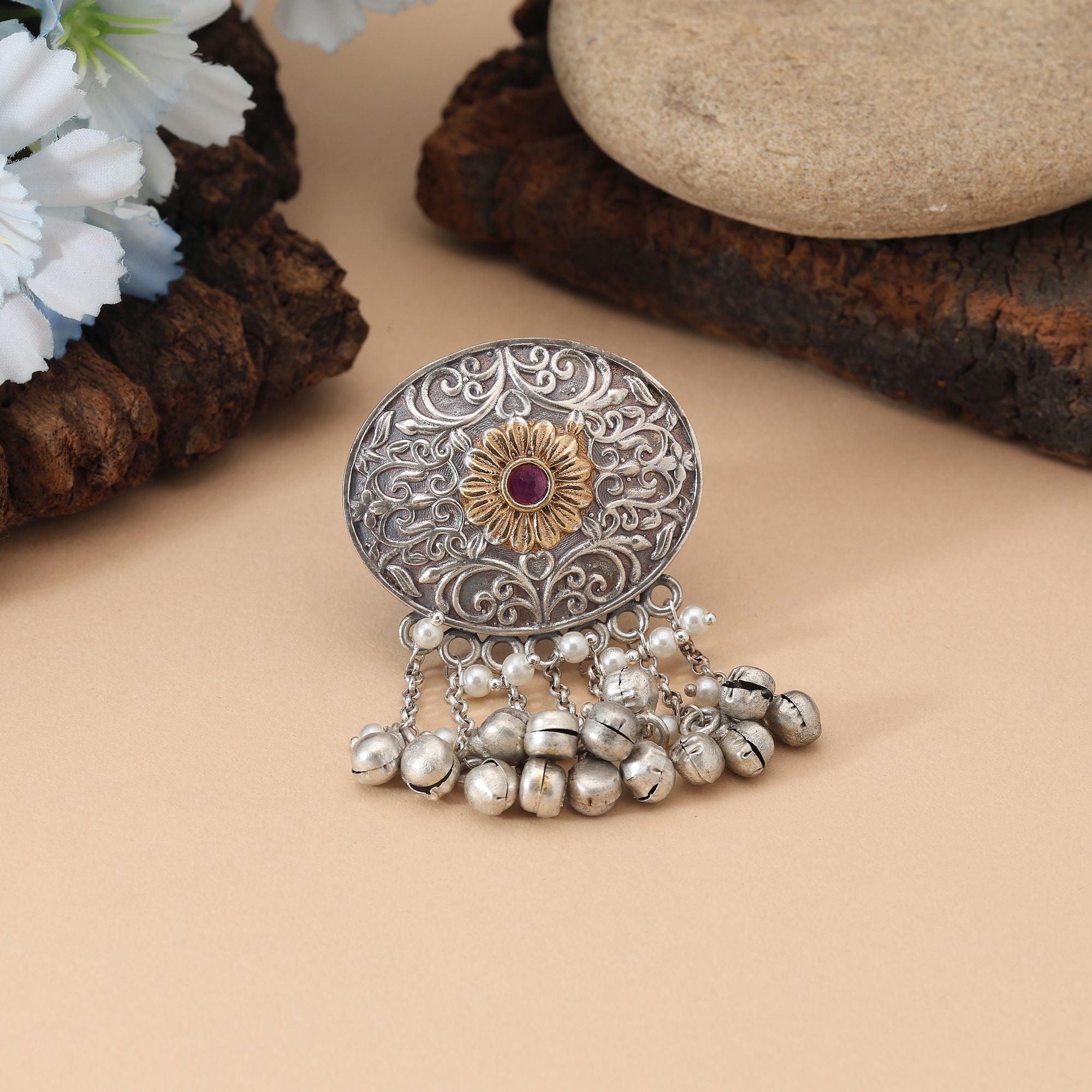 Rani Color Dual Tone Oxidised Rings Presenting Regal Hues Paired With Exquisite Oxidised Workmanship