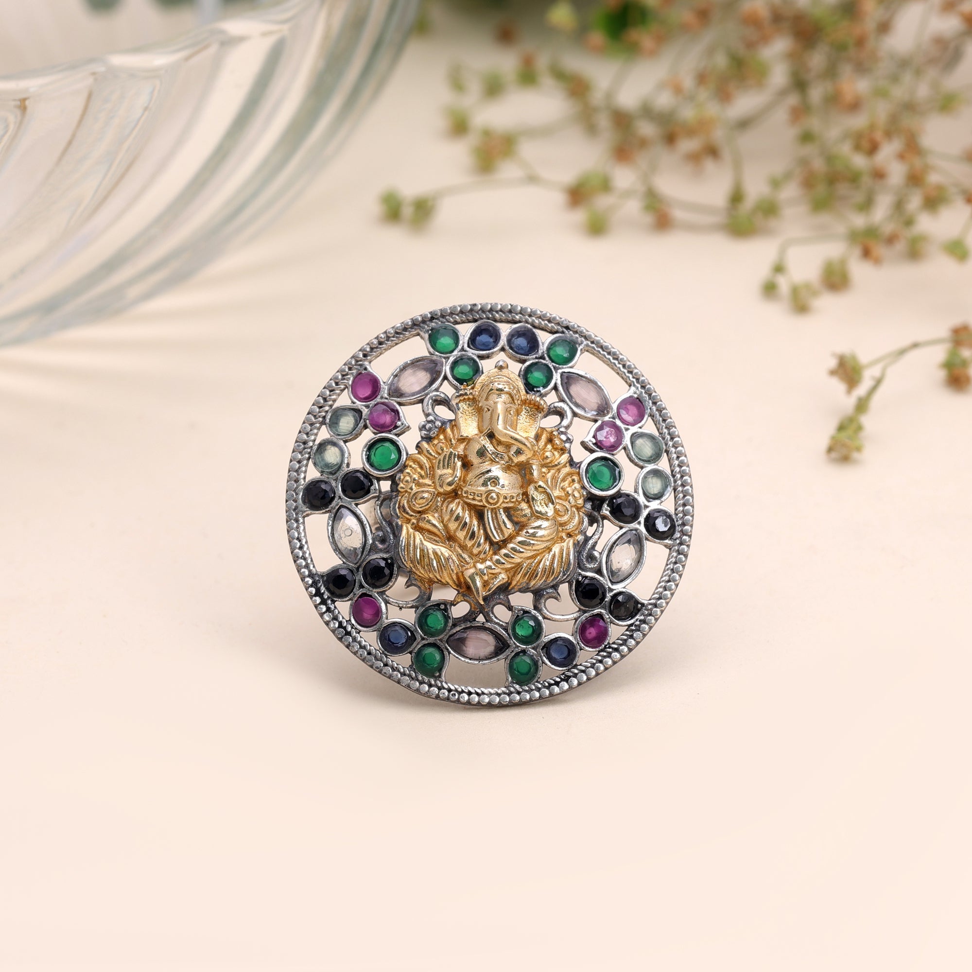 Multi Color Dual Tone Oxidised Rings Everyday Fashion Style