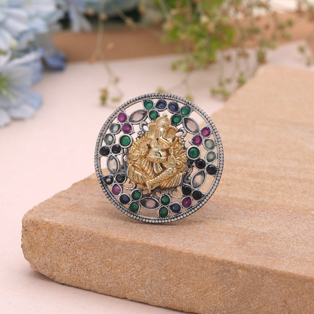 Multi Color Dual Tone Oxidised Rings Everyday Fashion Style