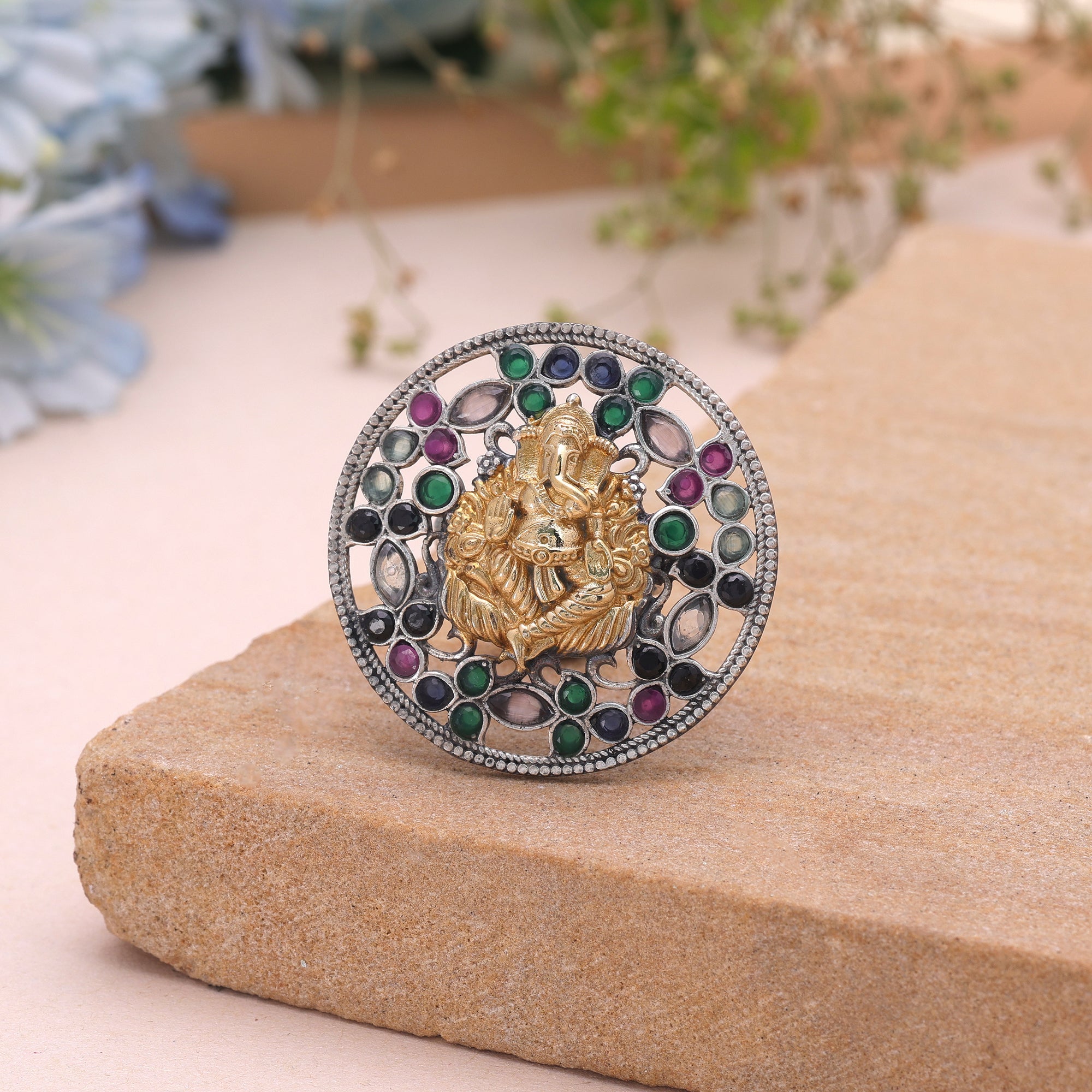 Multi Color Dual Tone Oxidised Rings Everyday Fashion Style