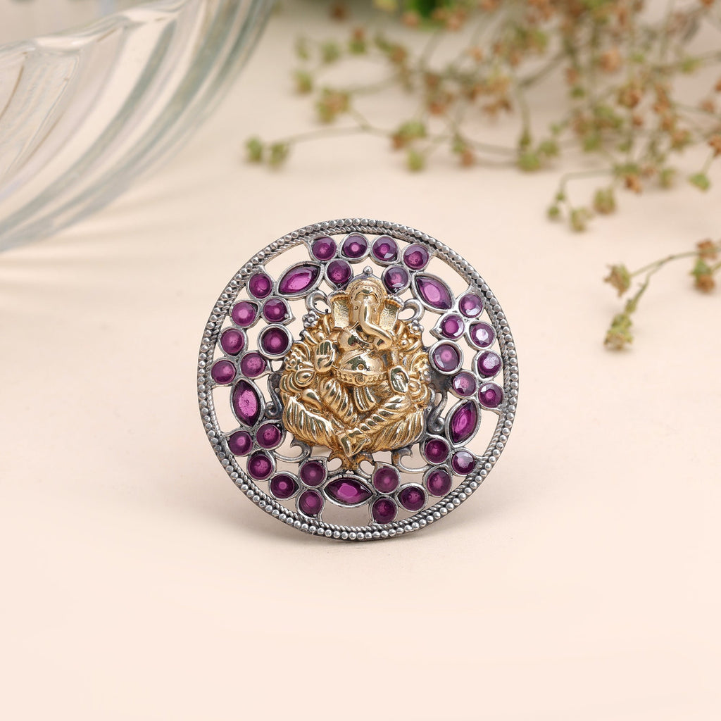 Purple Color Dual Tone Oxidised Rings Designer Appeal