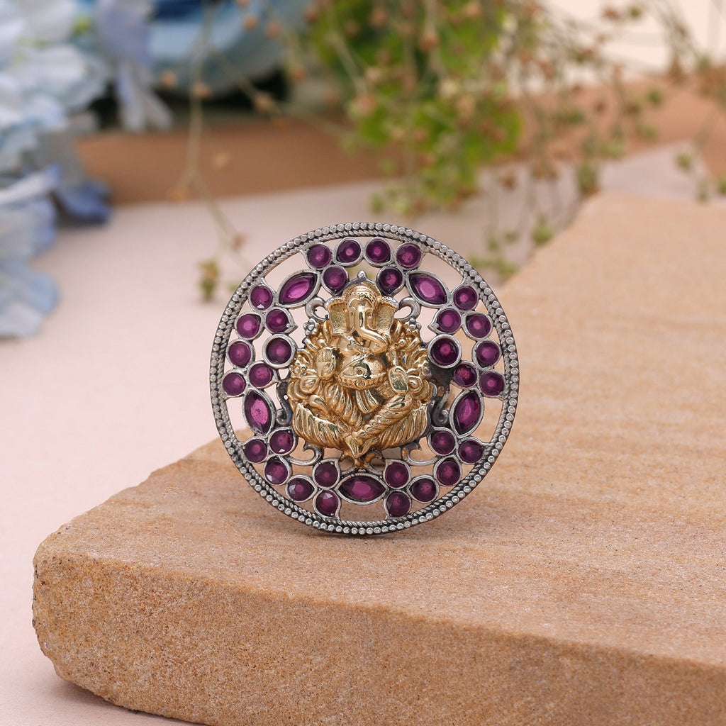 Purple Color Dual Tone Oxidised Rings Designer Appeal