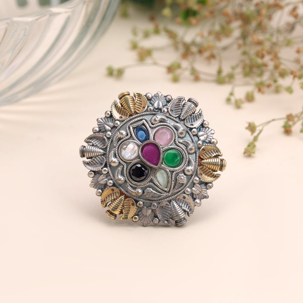 Multi Color Dual Tone Oxidised Rings Designer Appeal