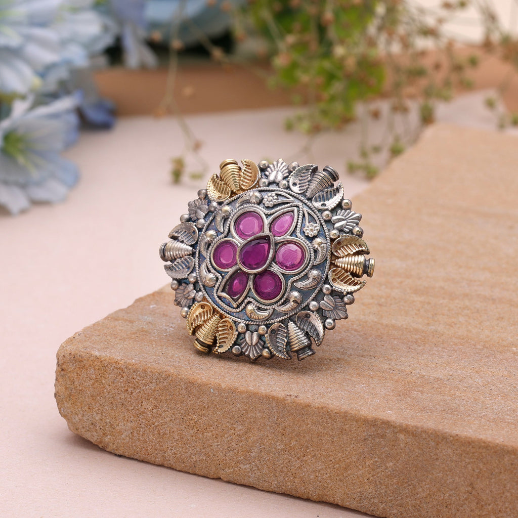 Purple Color Dual Tone Oxidised Rings Festive Wear