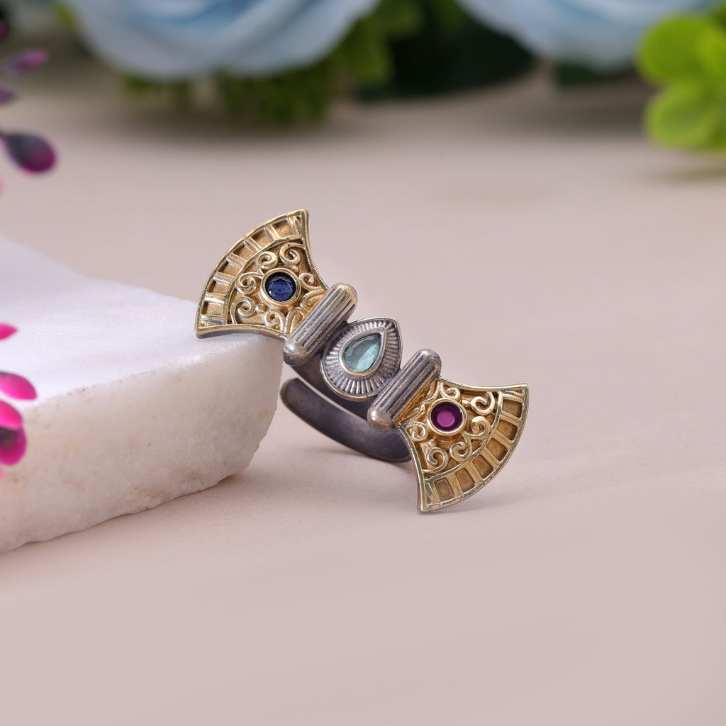 Multi Color Dual Tone Oxidised Rings Traditional Finish