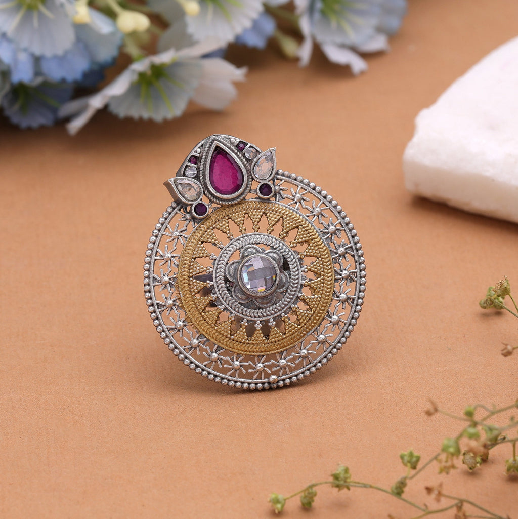 Purple Color Dual Tone Oxidised Rings Handmade Appeal