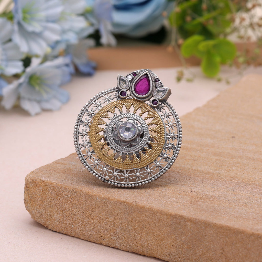 Purple Color Dual Tone Oxidised Rings Handmade Appeal