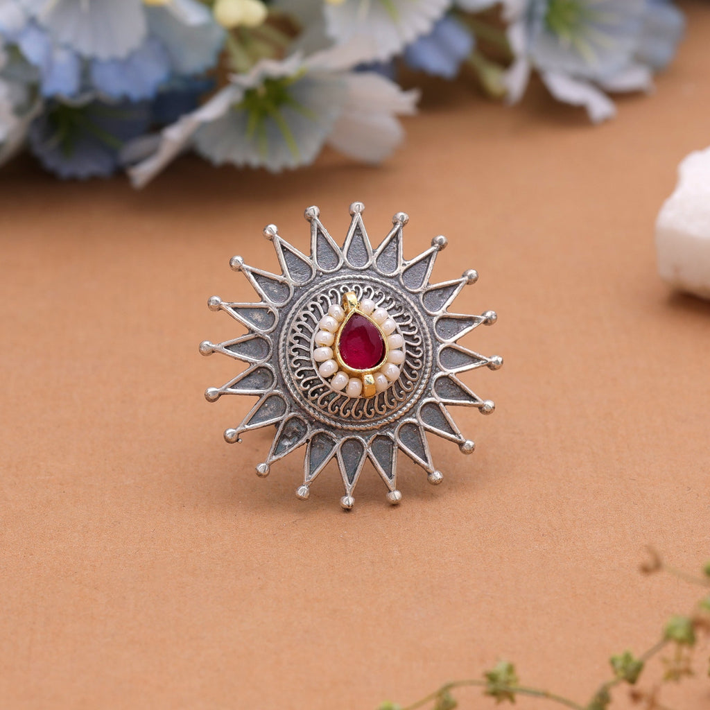 Rani Color Dual Tone Oxidised Rings Traditional Jewelry Style