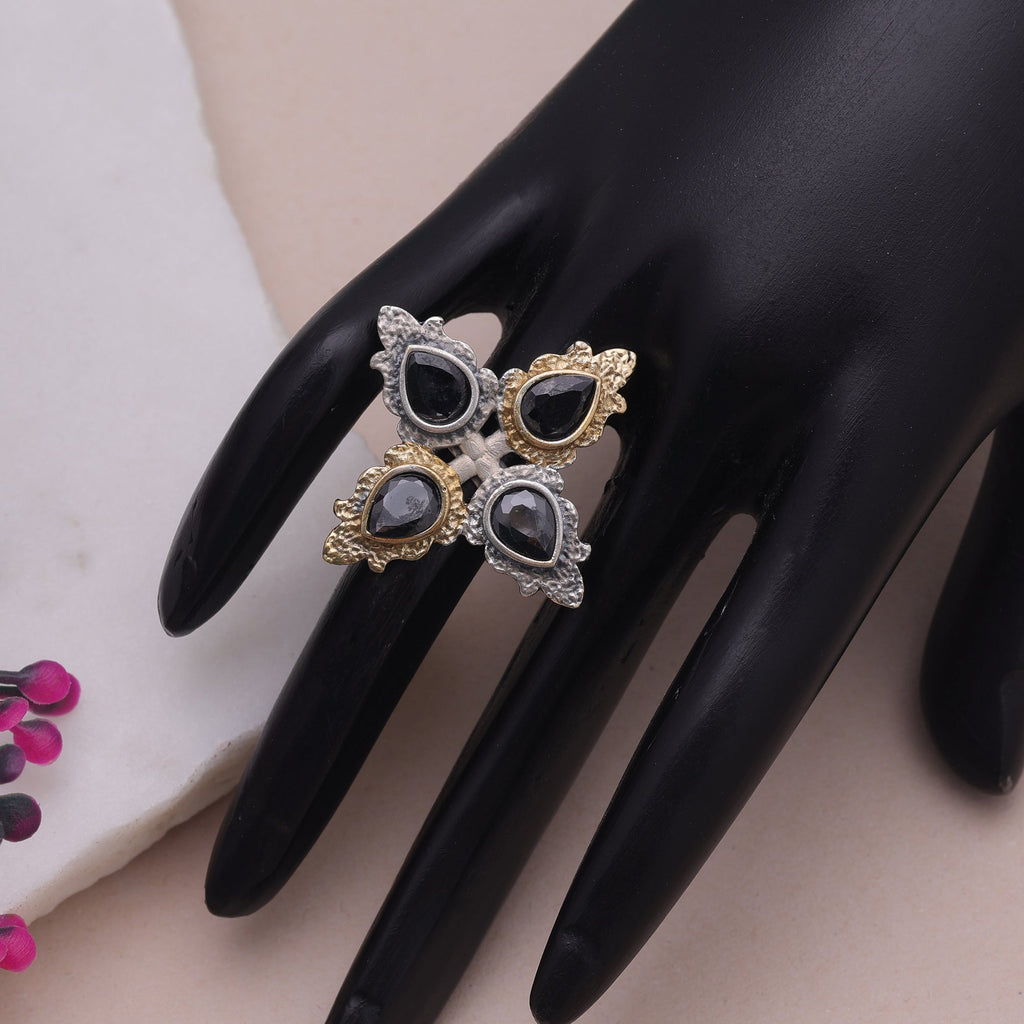 Black Color Dual Tone Oxidised Rings Jewelry Finish