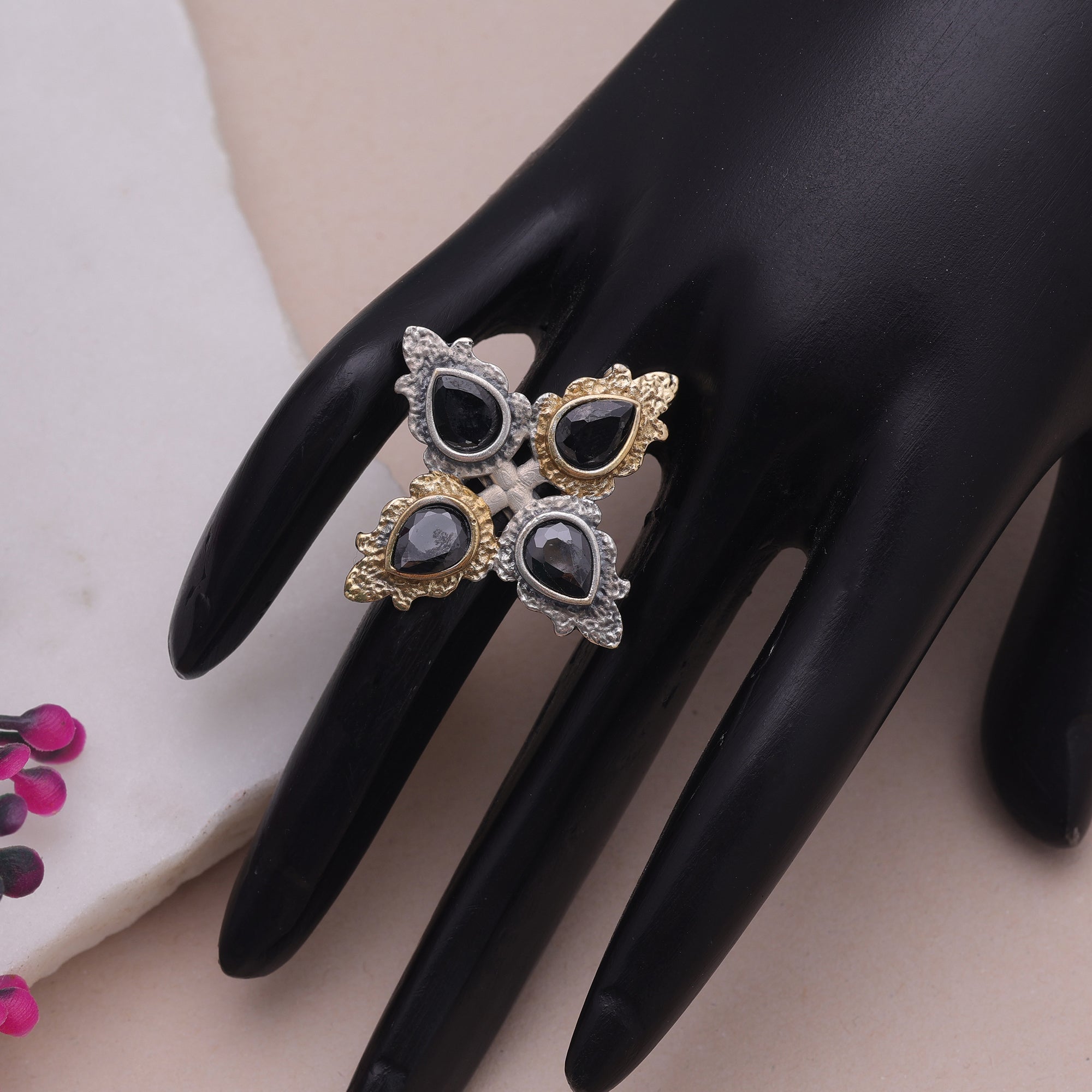 Black Color Dual Tone Oxidised Rings Jewelry Finish