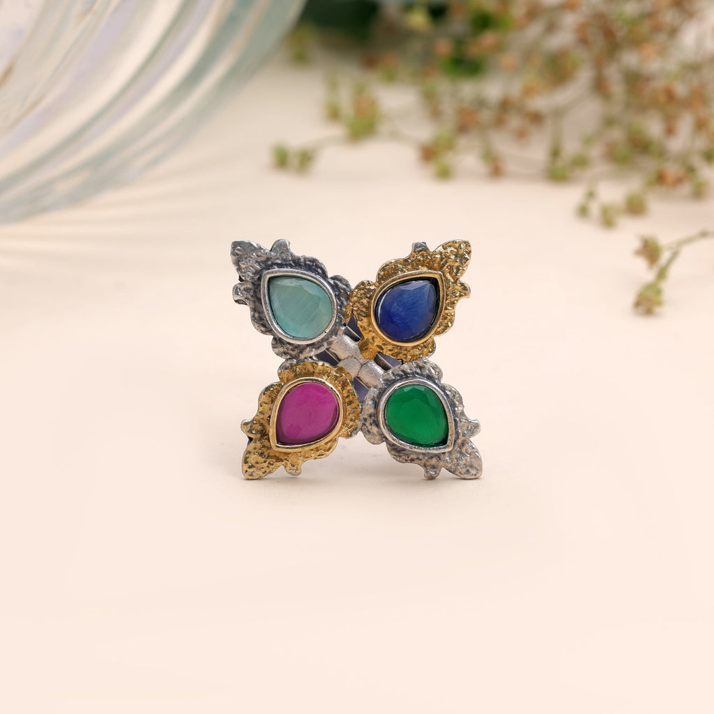 Multi Color Dual Tone Oxidised Rings Designer Appeal