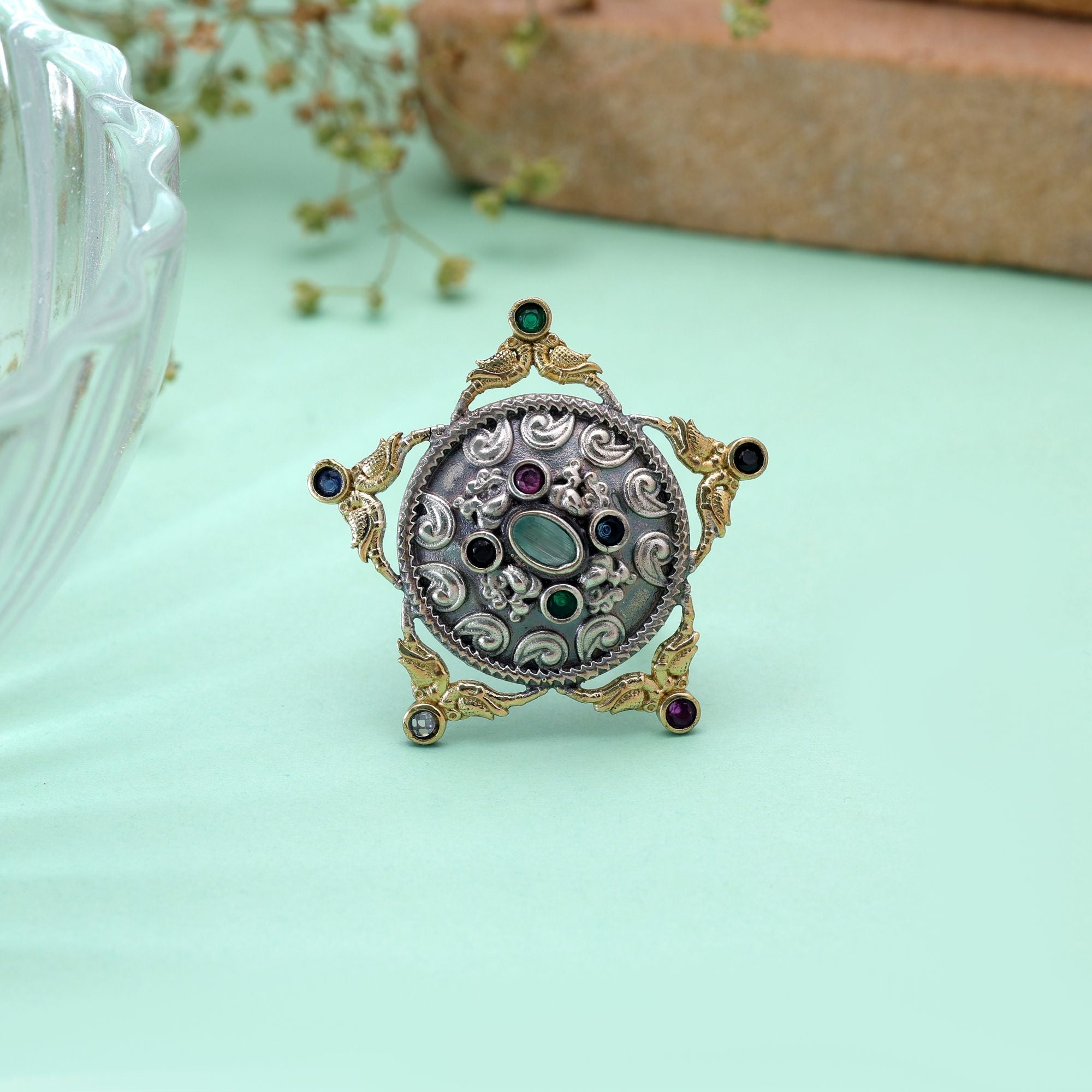 Multi Color Dual Tone Oxidised Rings Ethnic Fashion Style
