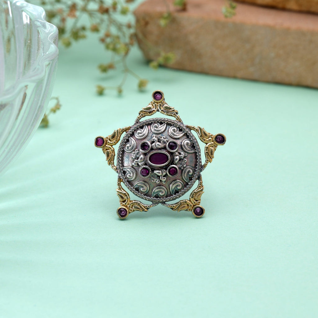 Rani Color Dual Tone Oxidised Rings Handmade Jewelry Style