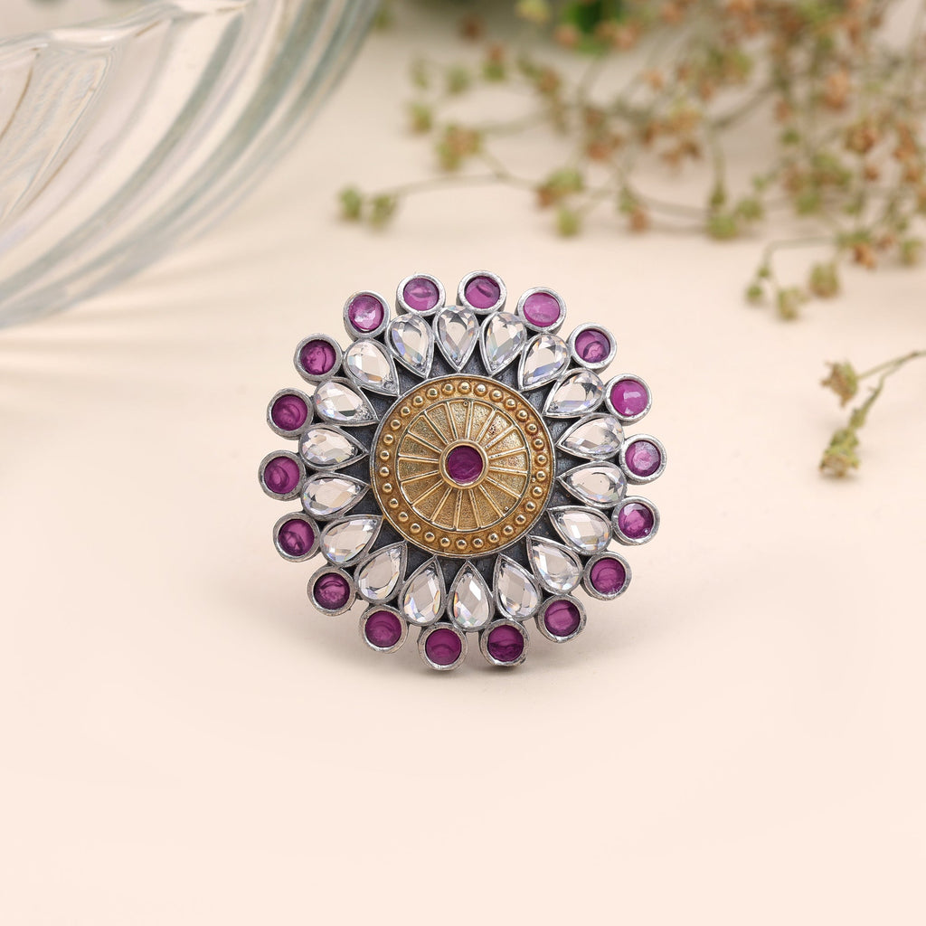 Rani Color Dual Tone Oxidised Rings Traditional Appeal