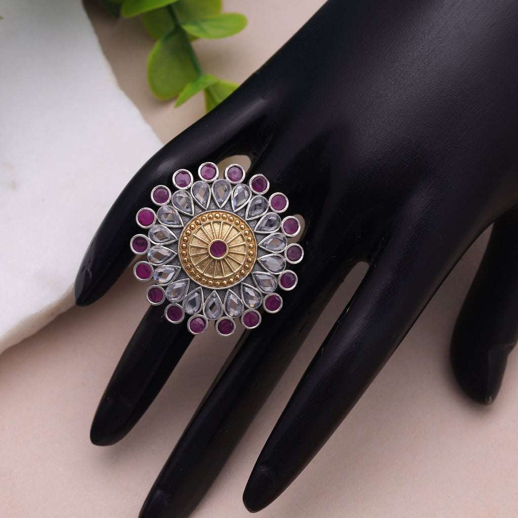 Rani Color Dual Tone Oxidised Rings Traditional Appeal