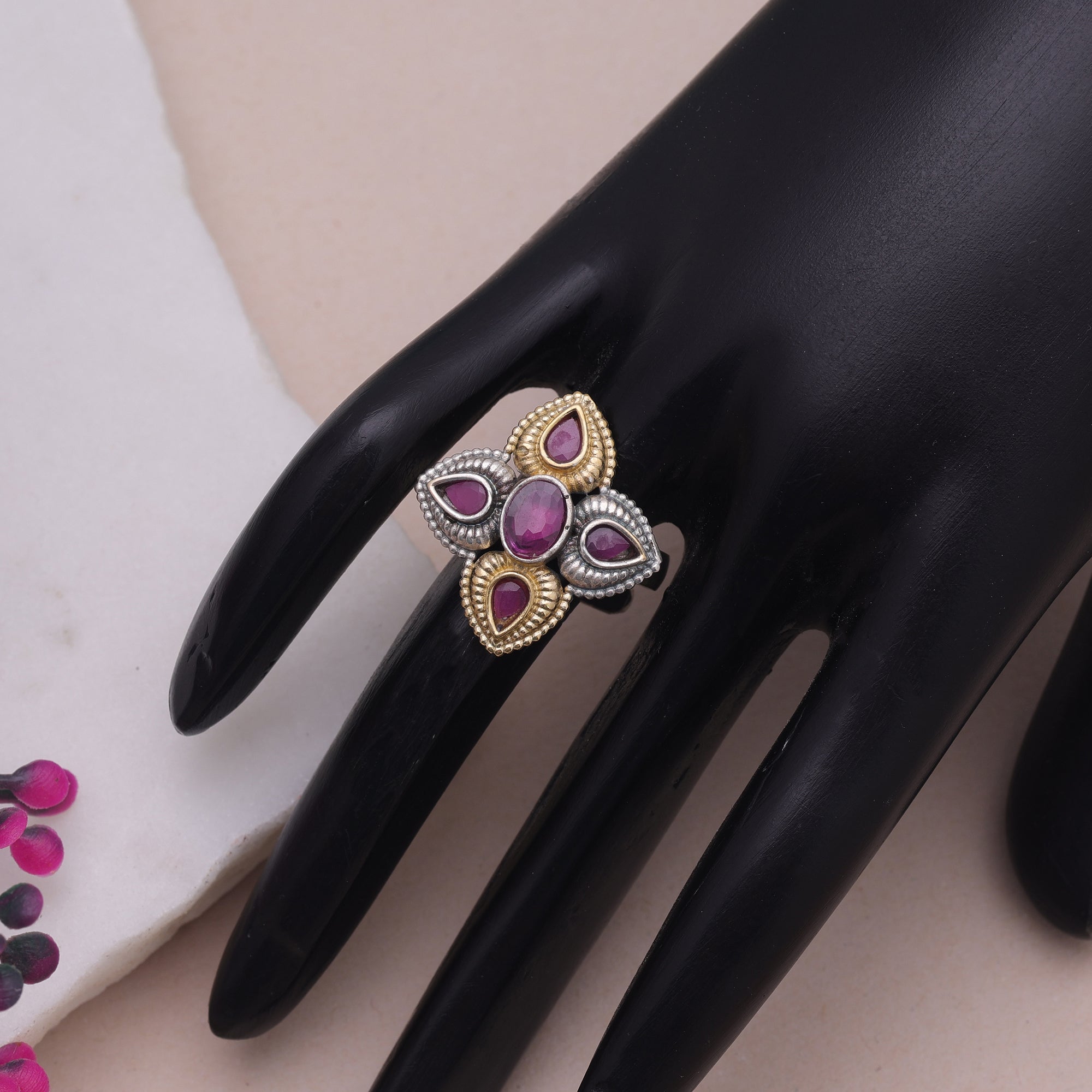 Rani Color Dual Tone Oxidised Rings Festive Fashion Style