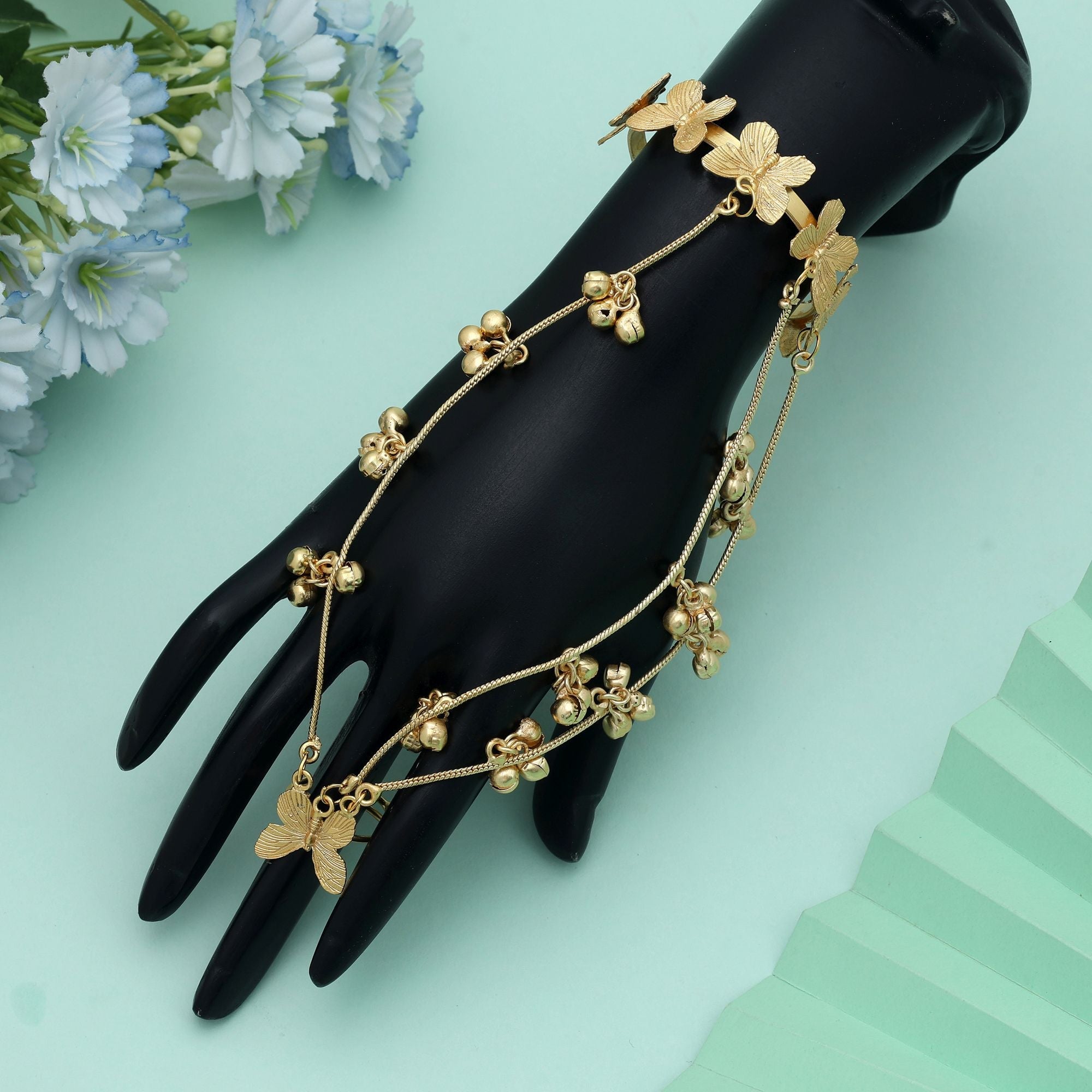 Gold Color Hath Phool Elegant Bridal Hand Jewelry