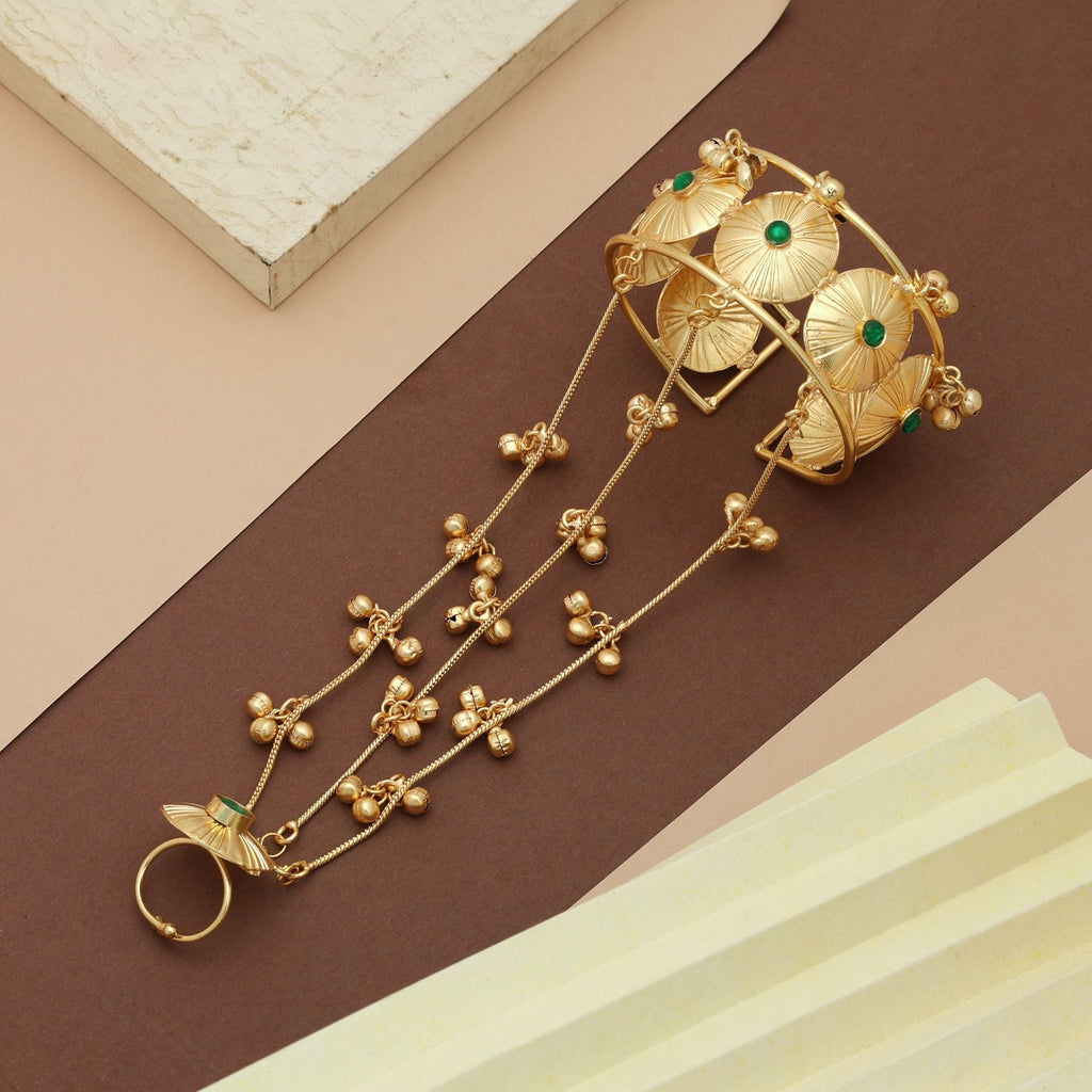 Green Color Hath Phool Stylish Ethnic Hand Jewelry