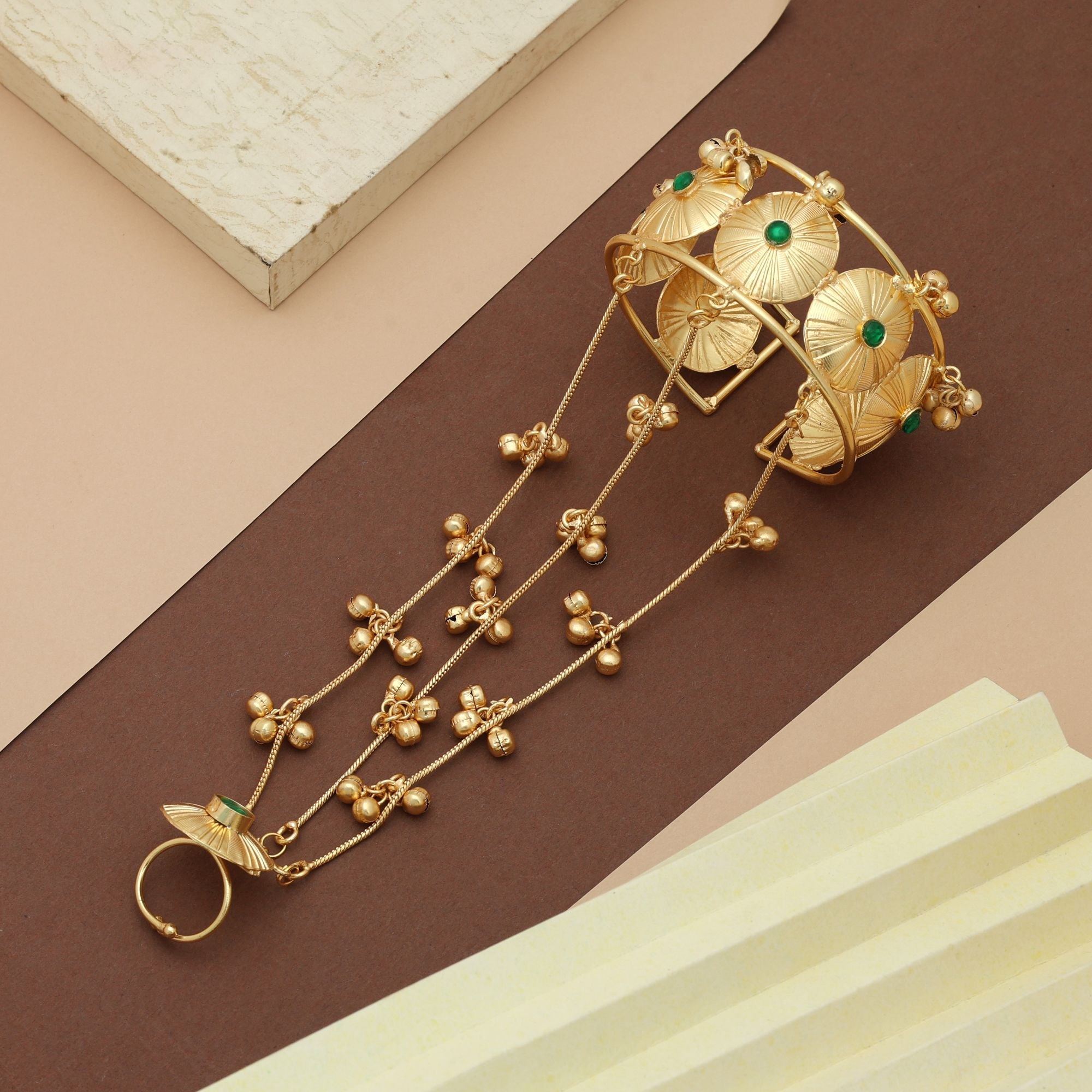 Green Color Hath Phool Stylish Ethnic Hand Jewelry