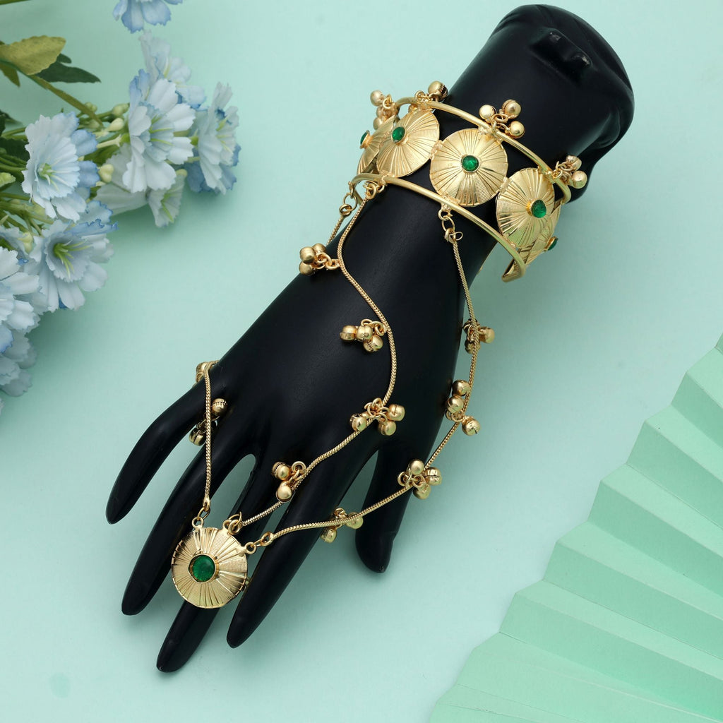 Green Color Hath Phool Stylish Ethnic Hand Jewelry