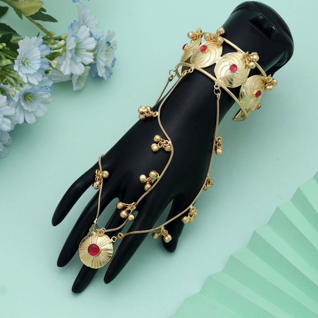 Rani Color Hath Phool Traditional Indian Bridal Hand Jewelry