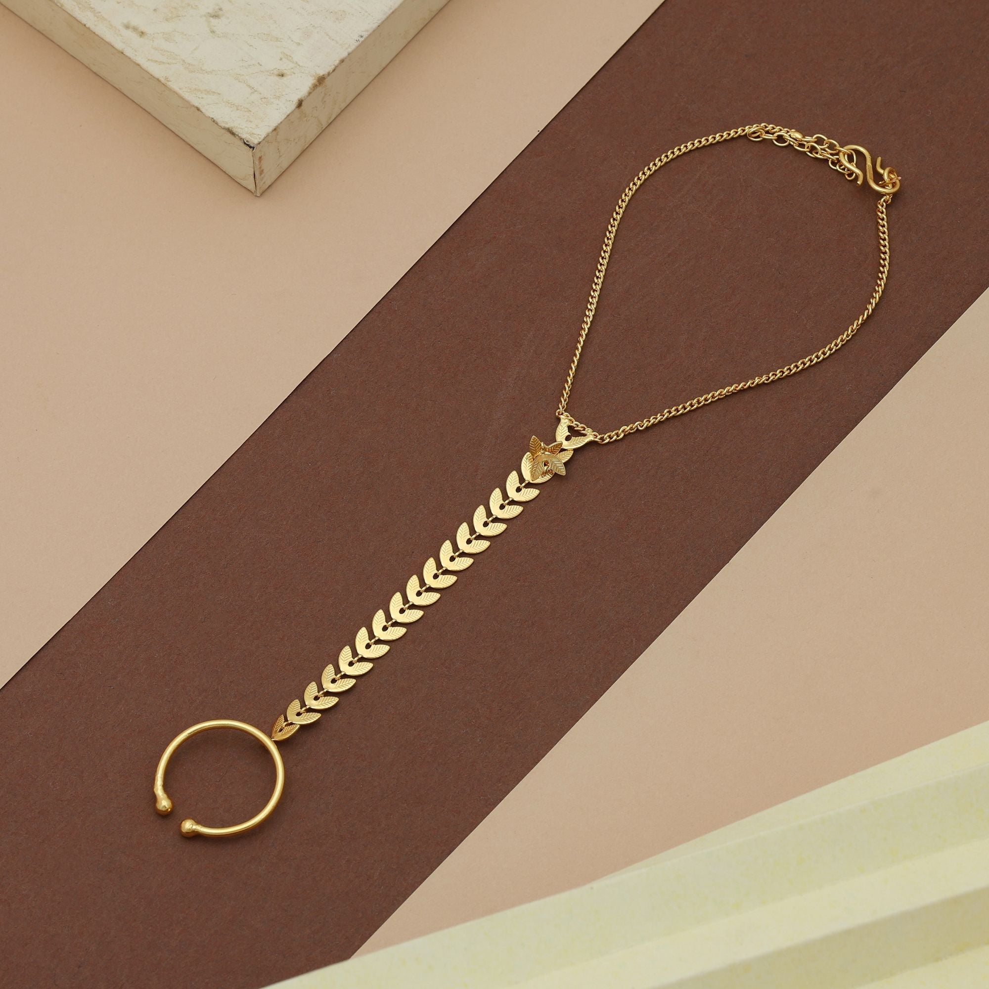 Gold Color Hath Phool Royal Bridal Hand Jewelry