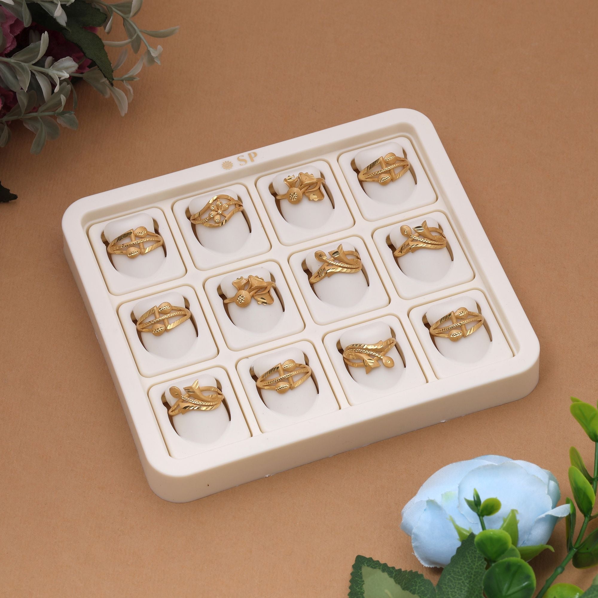 Gold Color Assorted Design Fashion Rings Combo Of 12 Pieces (KBSR101CMB)