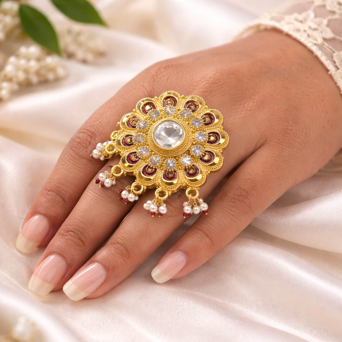 Rani Color Meena Work Fashion Rings