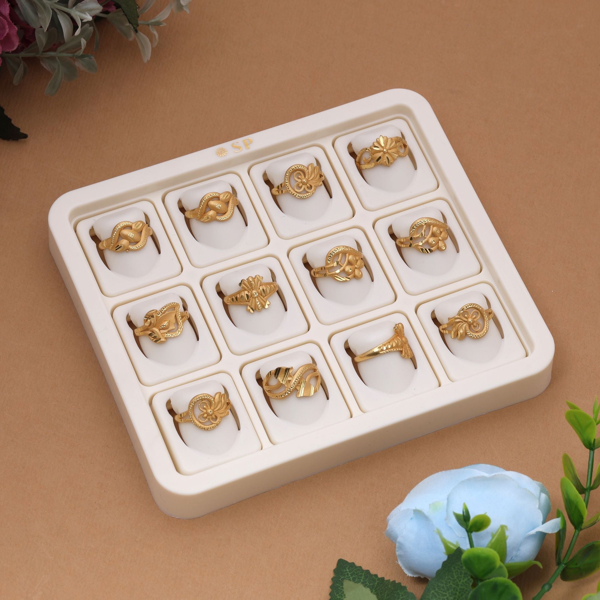 Gold Color Assorted Design Fashion Rings Combo Of 12 Pieces (KBSR104CMB)