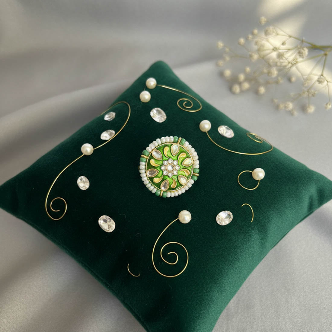 Green Color Classic Meena Work Fashion Rings