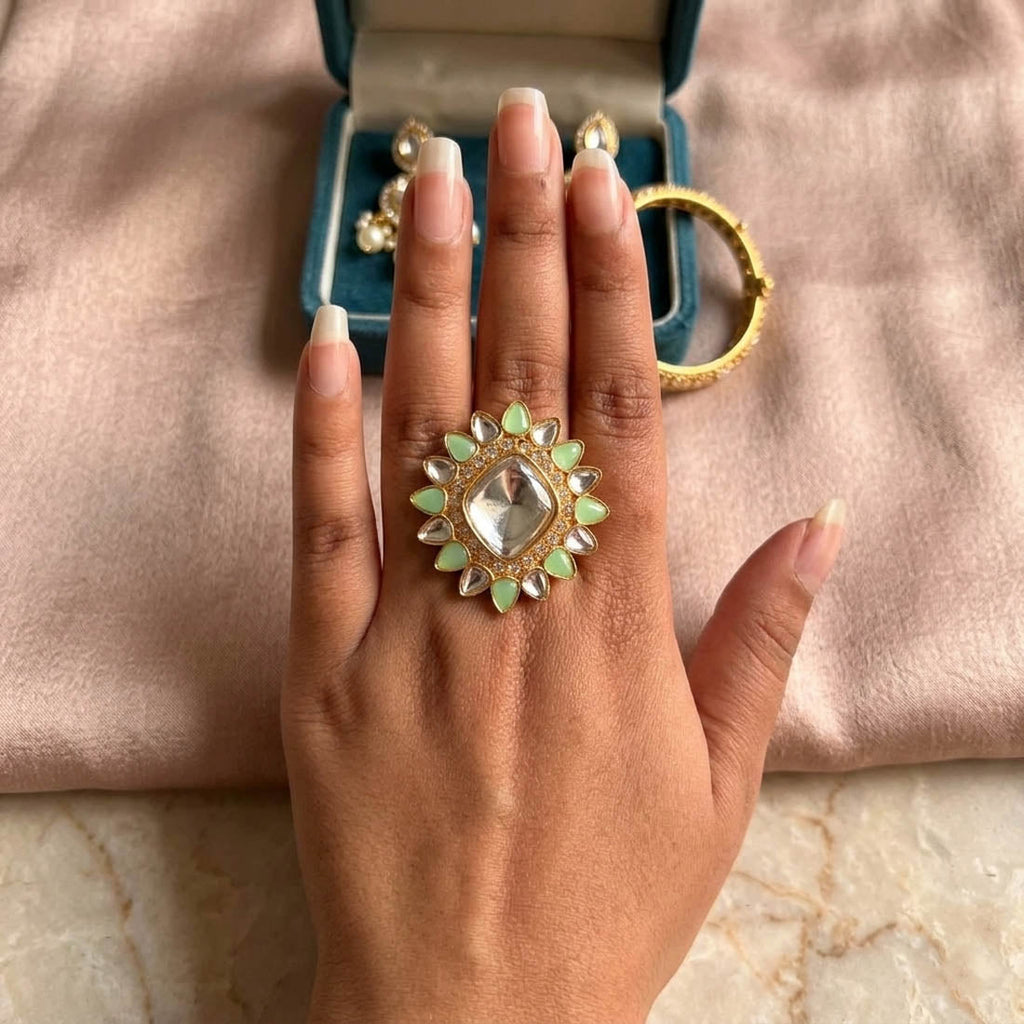 Pista Green Color Elegant Fashion Rings