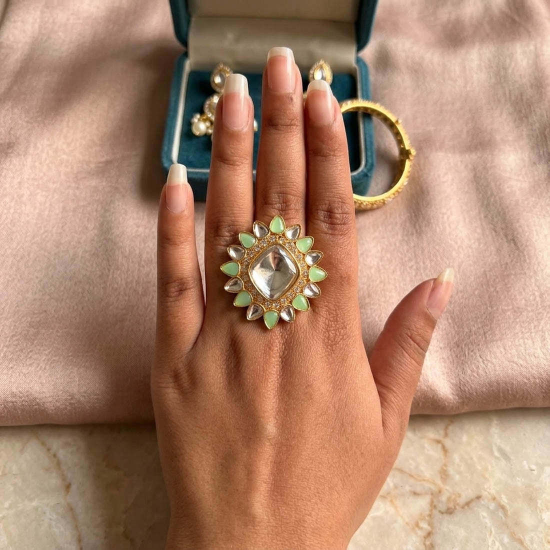 Pista Green Color Elegant Fashion Rings