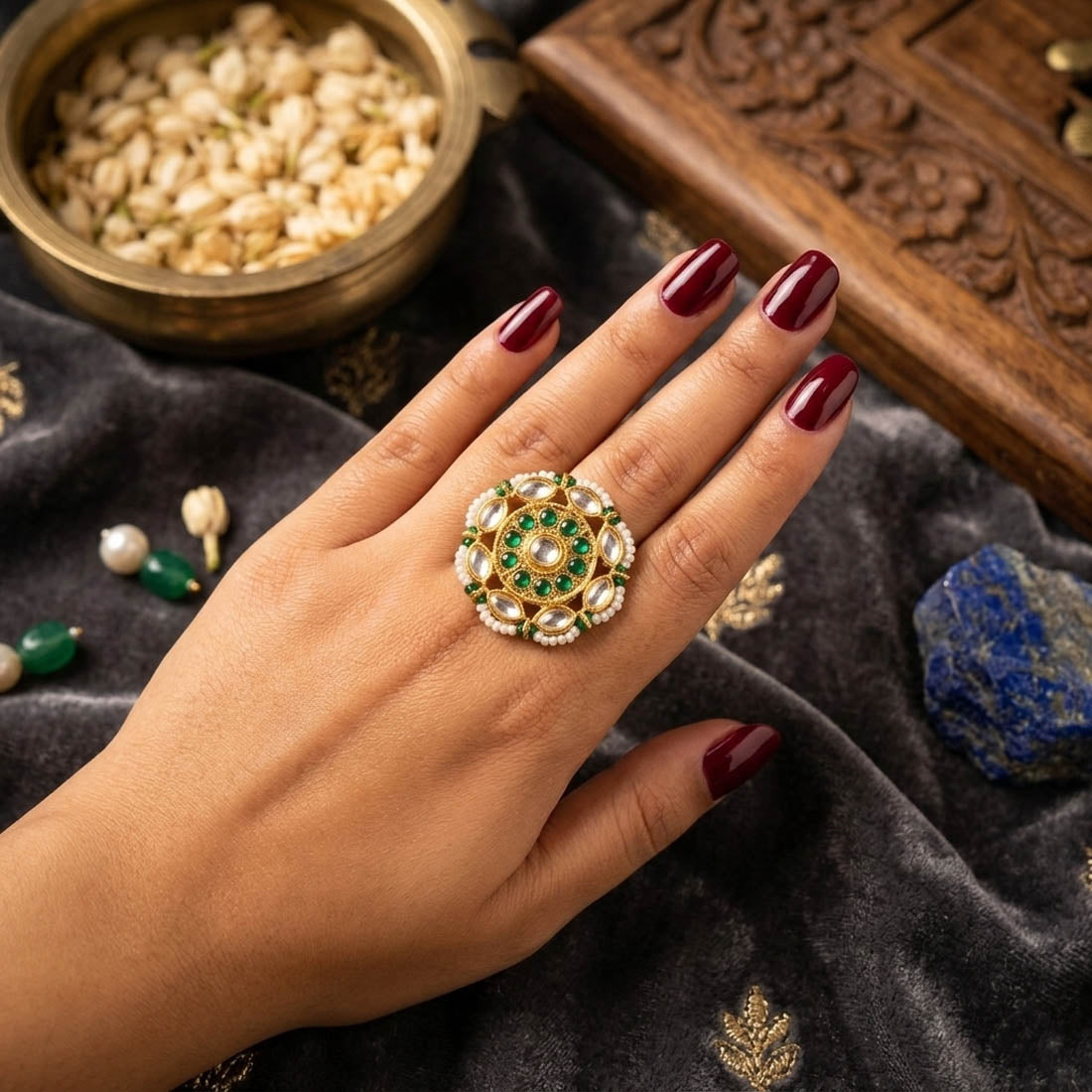Green Color Modern Designer Fashion Rings