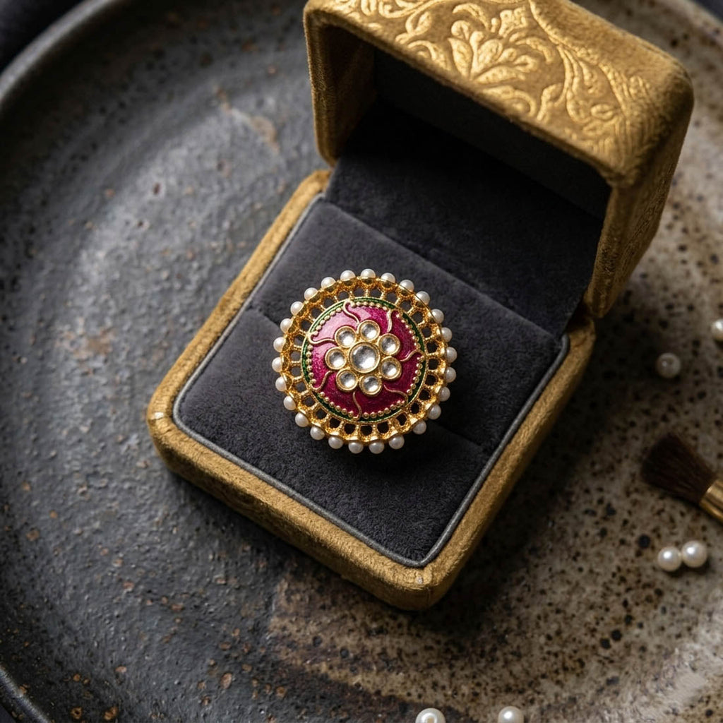 Purple Color Meena Work Fashion Rings