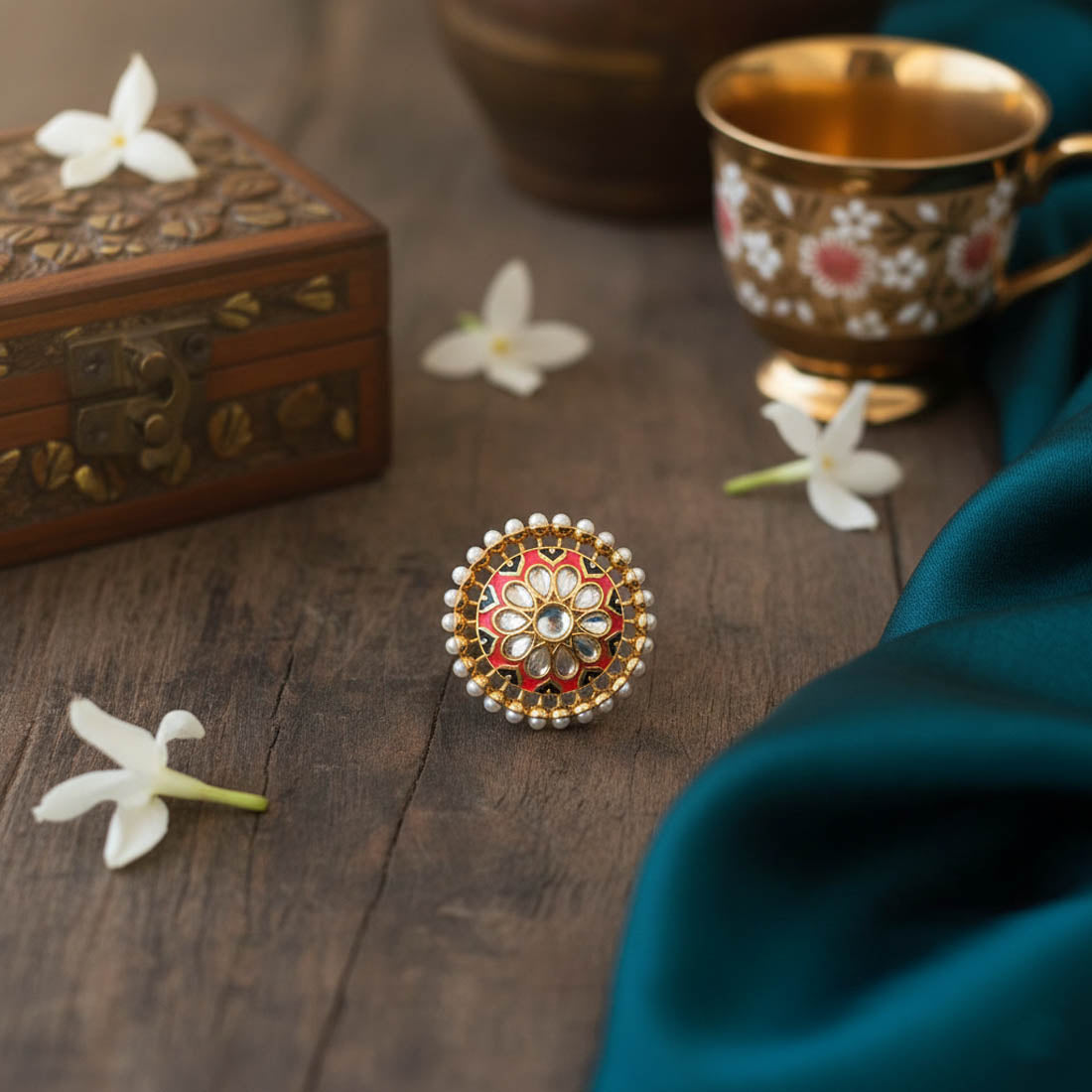 Rani Color Royal Meena Work Fashion Rings